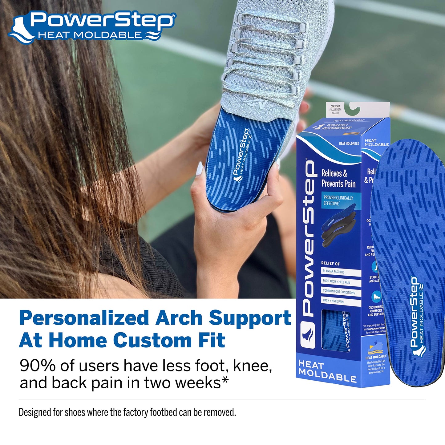 Plantillas Ortopédicas Powerstep Azul Archmold Maximum para Mujer y Hombre