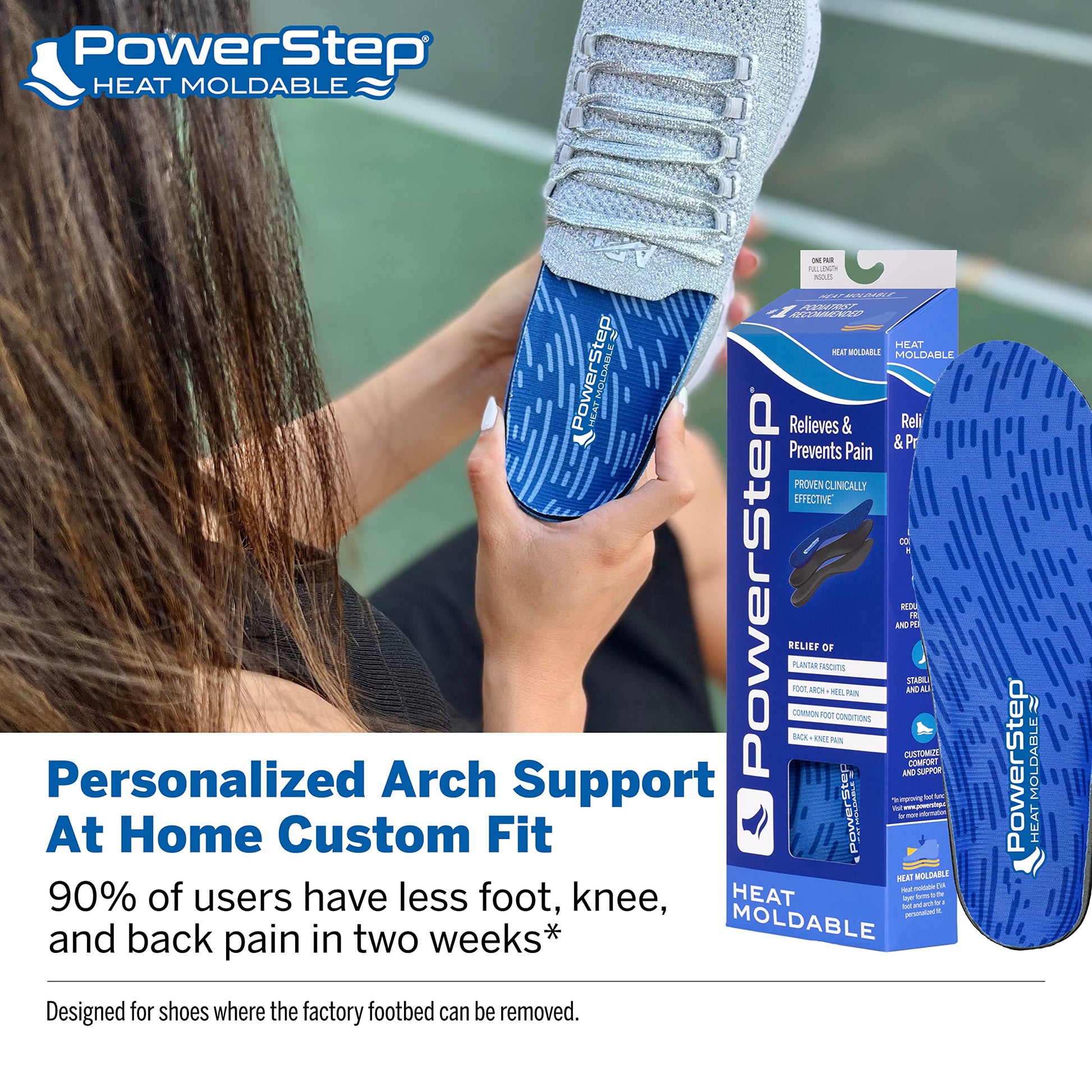 Plantillas Ortopédicas Powerstep Azul Archmold Maximum para Mujer y Hombre