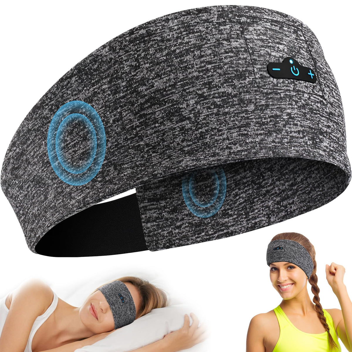 Diadema Bluetooth TOPIEI Negro 17 Horas de Reproducción para Dormir y Entrenar para Hombre y Mujer