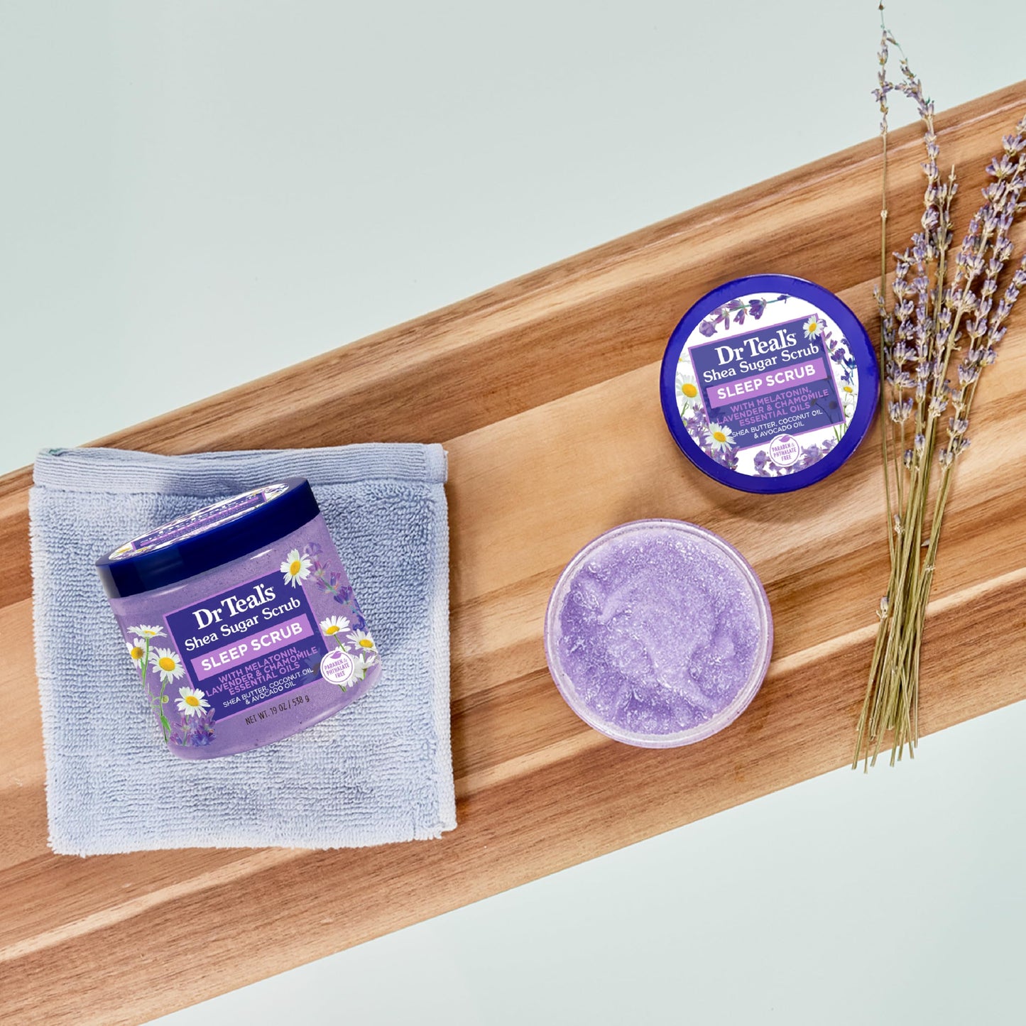 Dr Teal's Shea Sugar Body Scrub, Daytime/Nighttime with Vitamin C and Sleep Blend, 19 oz (Pack of 2) (Packaging May Vary)