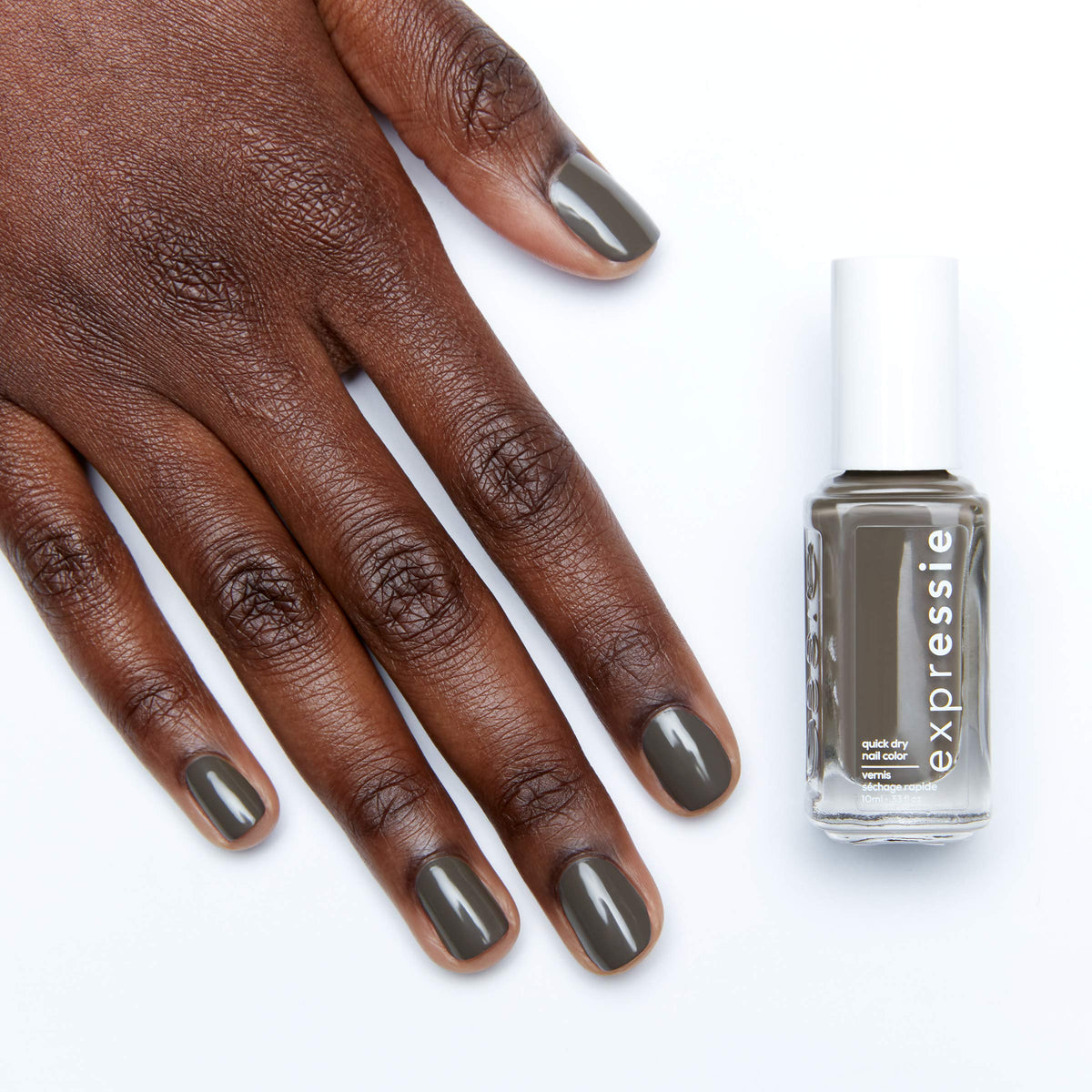 essie Expressie - Esmalte de uñas de secado rápido, color gris silenciado, vegano, sin tiempo para local, 9,76 ml