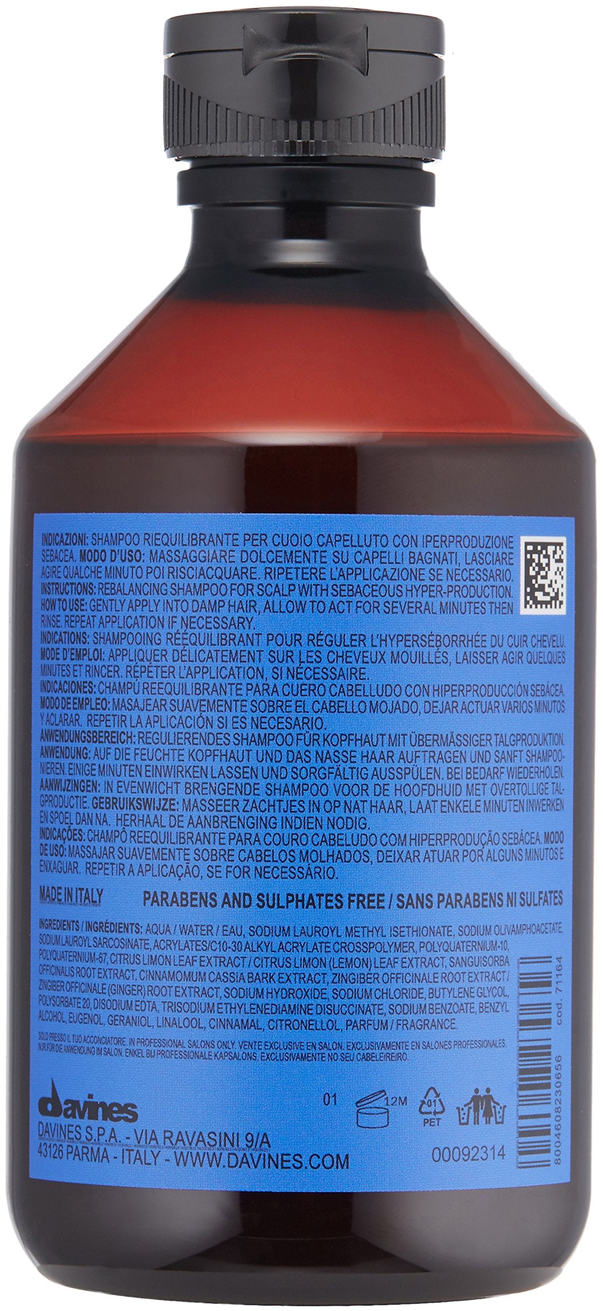 Davines Natural Tech Rebalancing Shampoo, 8.45 Ounce