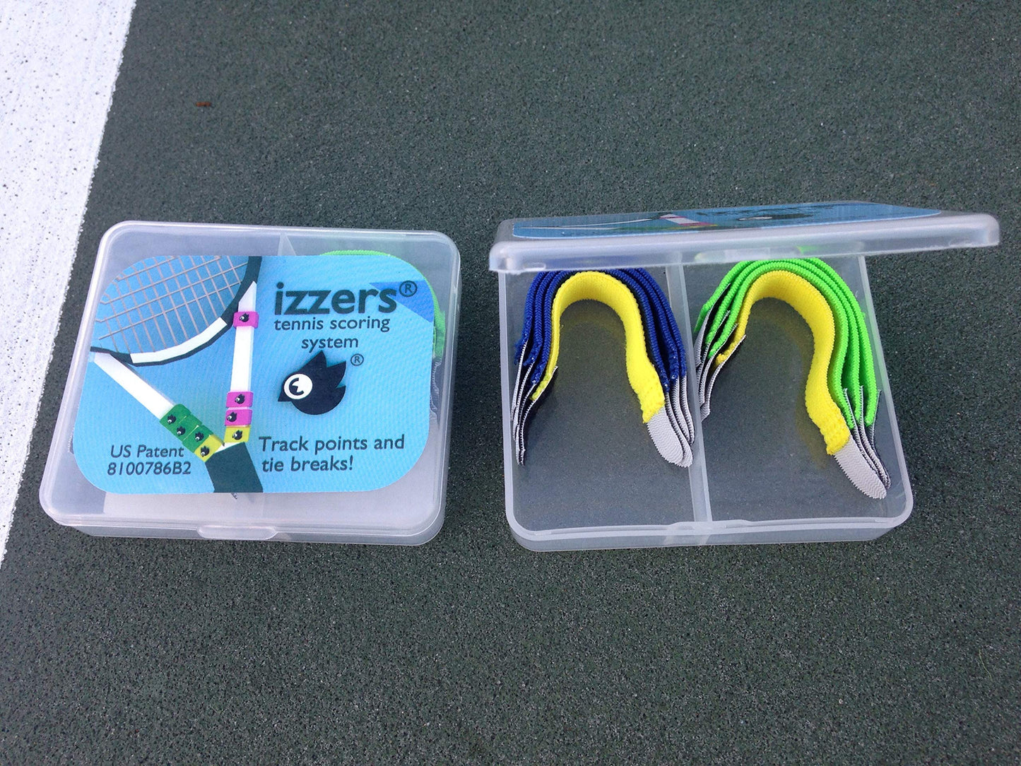 Marcador de Puntaje de Tenis Izzers Azul Verde Amarillo Paquete de 2