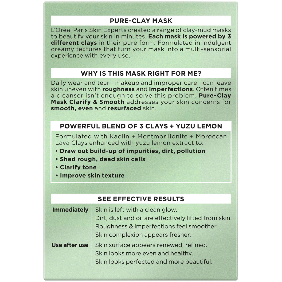 L'Oreal Paris Skin Care Pure Clay Mask Clarify & Smooth, 1.7 Ounce