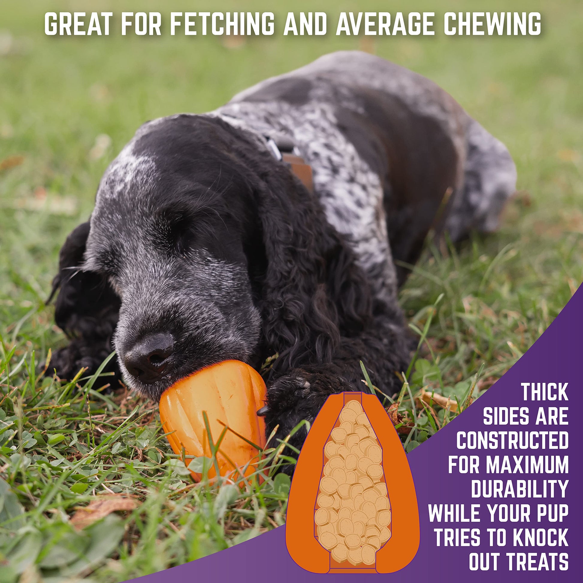Chew King Juguete de Alta Calidad para Perro, Juguete de Goma Natural Extremadamente Duradero, Juguete para Perro con Sabor a Tocino, Naranja, Mediano