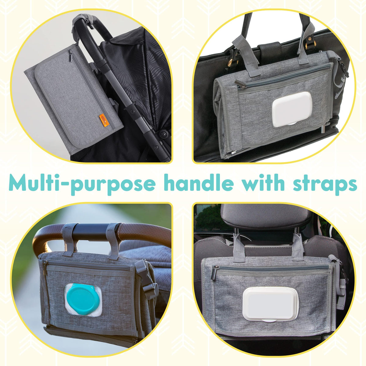 Kopi Baby - Cambiador de pañales portátil para bebé, bolsa de viaje con bolsillo para toallitas, tapete cambiador portátil de diseño inteligente, kit de estación de viaje para bebés, regalo para niñas