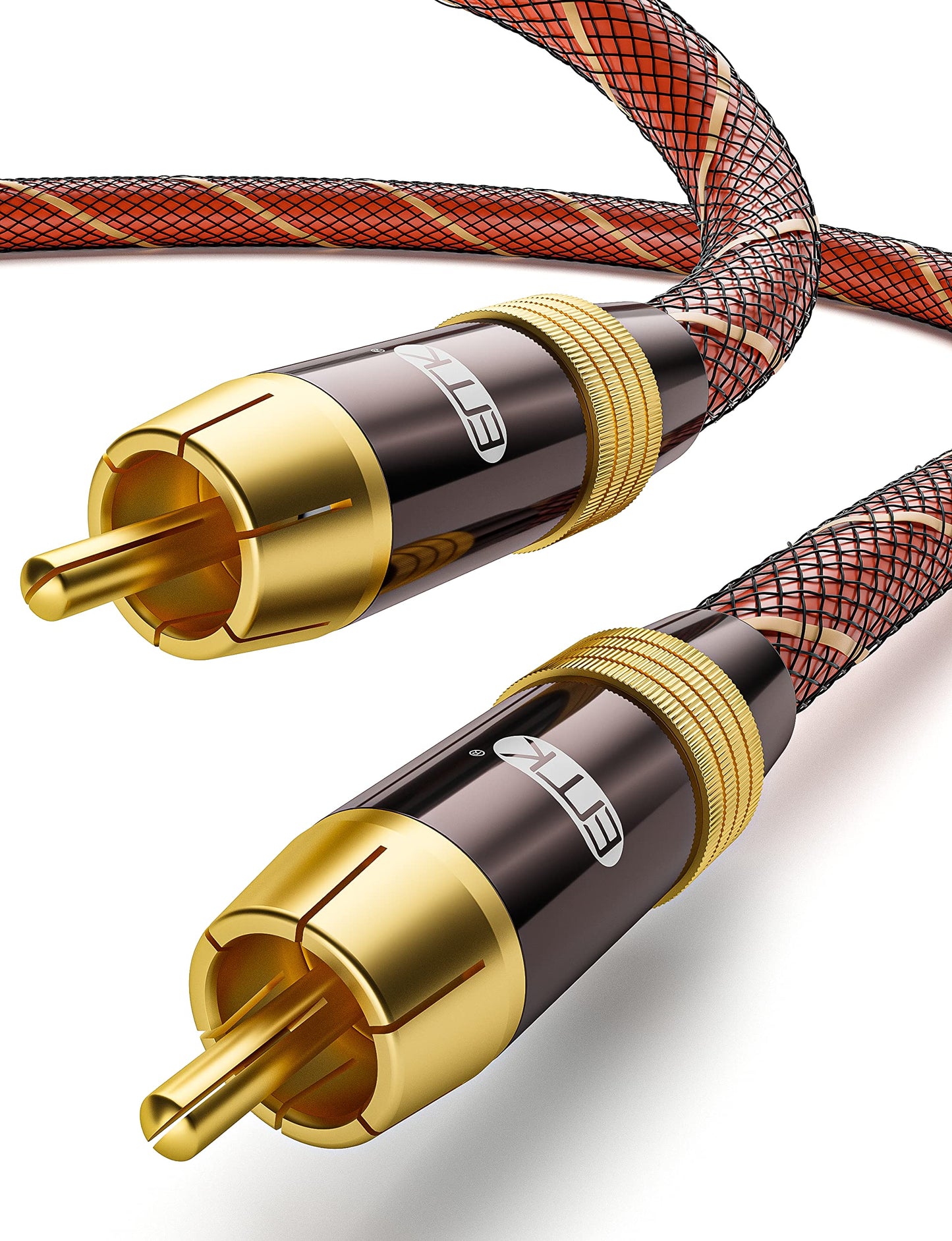 EMK - Cable de audio coaxial digital para subwoofer (RCA a RCA, doble apantallamiento, chapado en or