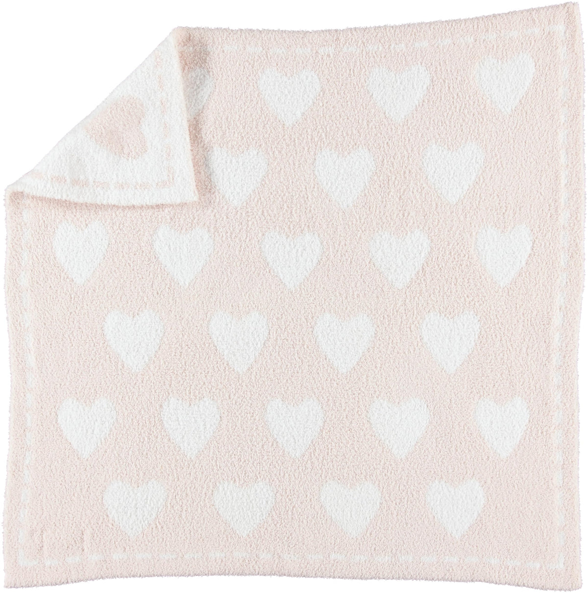 Barefoot Dreams® CozyChic® - Manta receptora de sueños, Corazones Rosa-Blancos, 30 x 30 Pulgadas