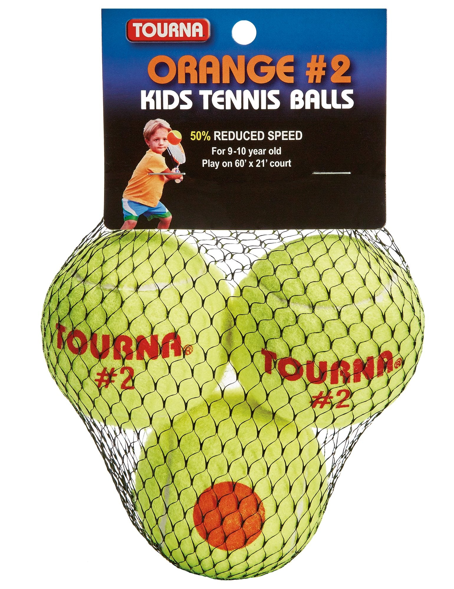 Pelota de Tenis Tourna Naranja Baja Compresión Segunda Etapa Paquete de 3