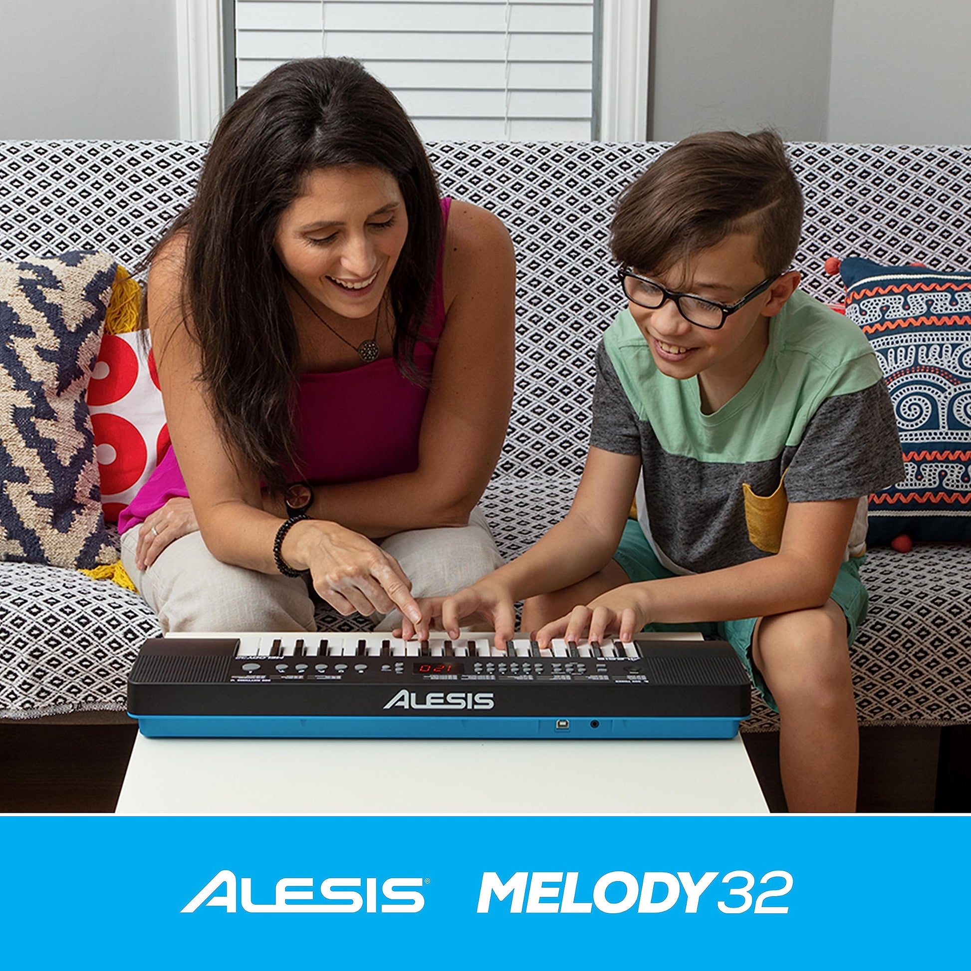 Alesis Melody 32 – Piano eléctrico, piano para niños con 32 teclas, altavoces, Teclado Musical con 300 sonidos, 40 demos, conectividad USB-MIDI