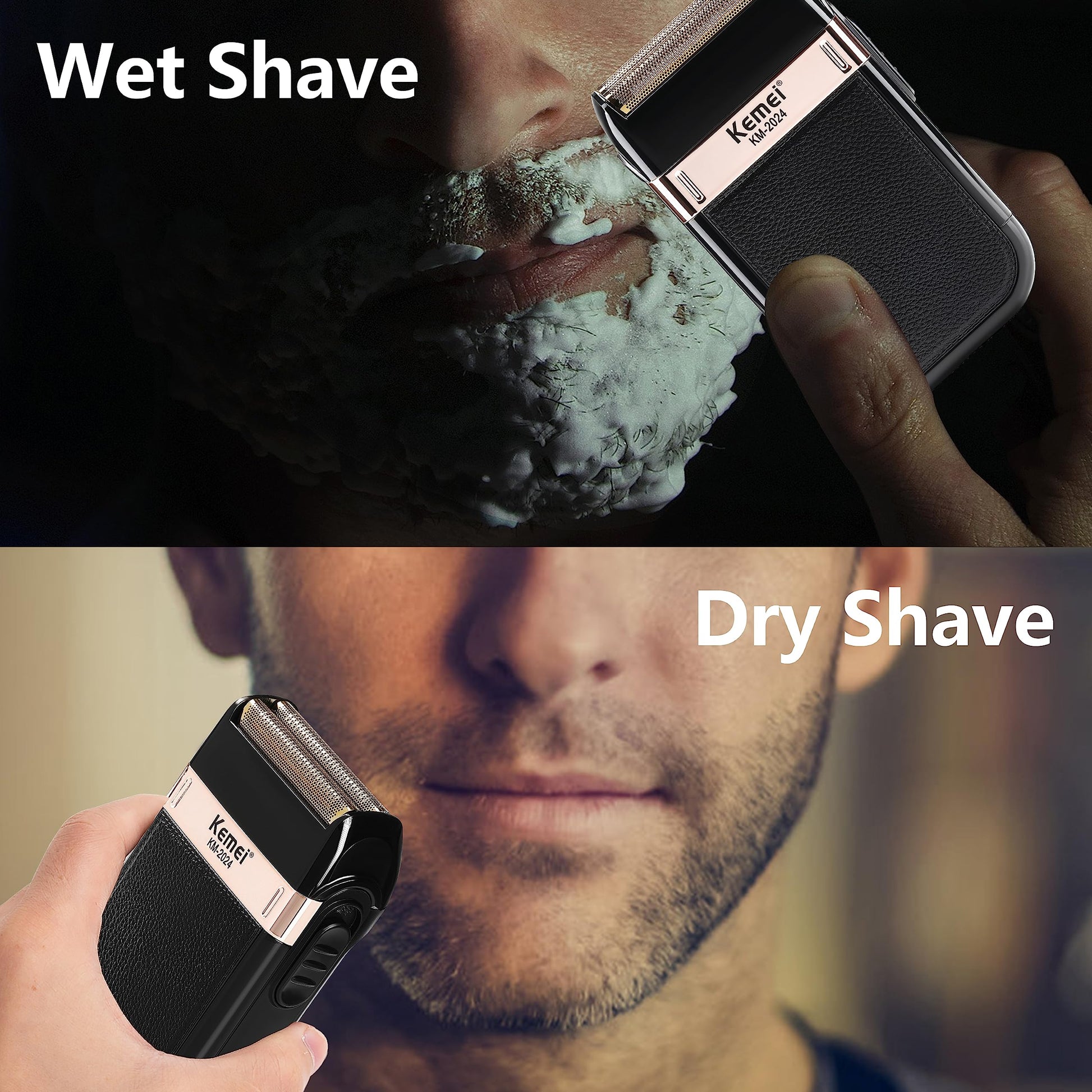 Afeitadora de Láminas KEMEI Negra Recargable e Inalámbrica para Hombre