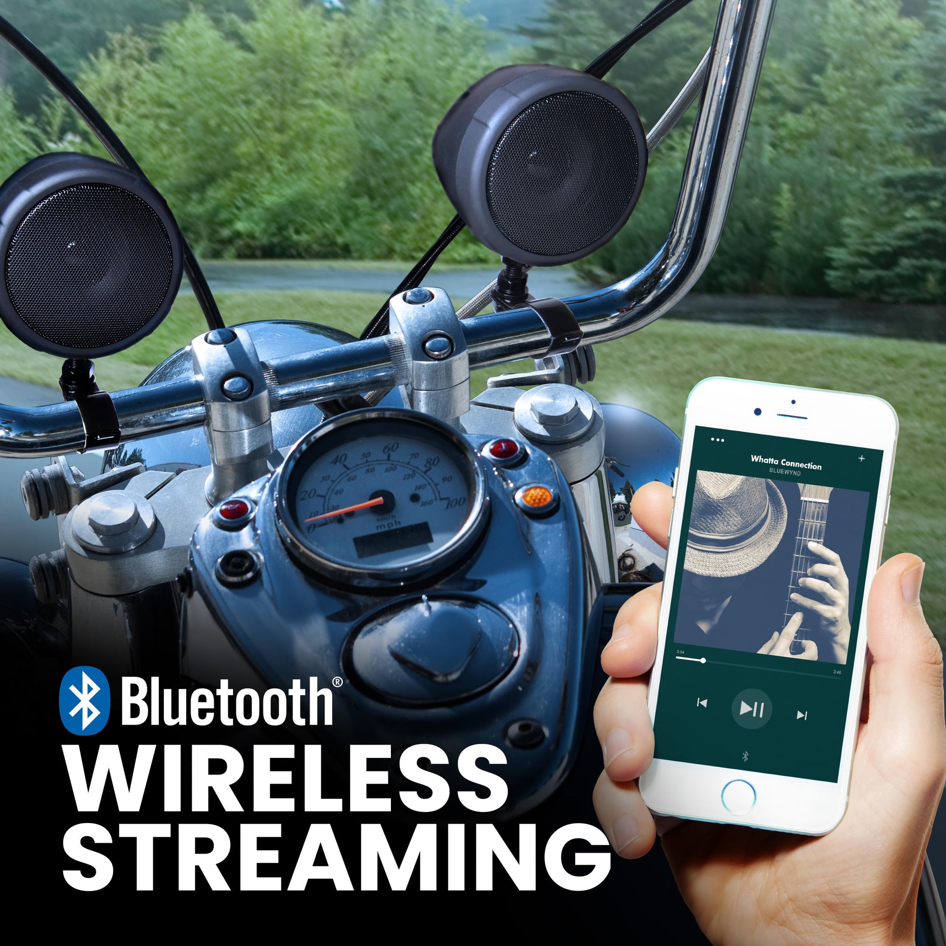 BOSS Audio MCBK425BA Motorcycle/ATV Sound System - Bluetooth, 3 Inch Speakers, Weatherproof, Aux Input, Volume Control