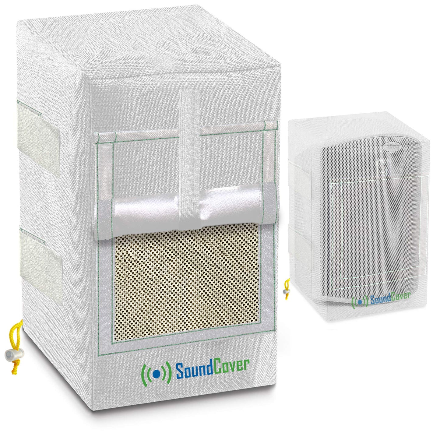 Dos cubiertas de altavoces blancos impermeables 600D para altavoces montados en soporte C – Compatible con Yamaha NS-AW194, Polk Audio Atrium 4, Herdio 4 (dimensiones máximas: H 25 cm x W 5.9 pulgadas