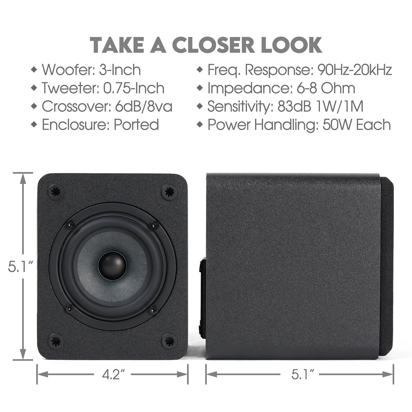 Altavoces de Estantería Micca Negro con Montaje en Pared