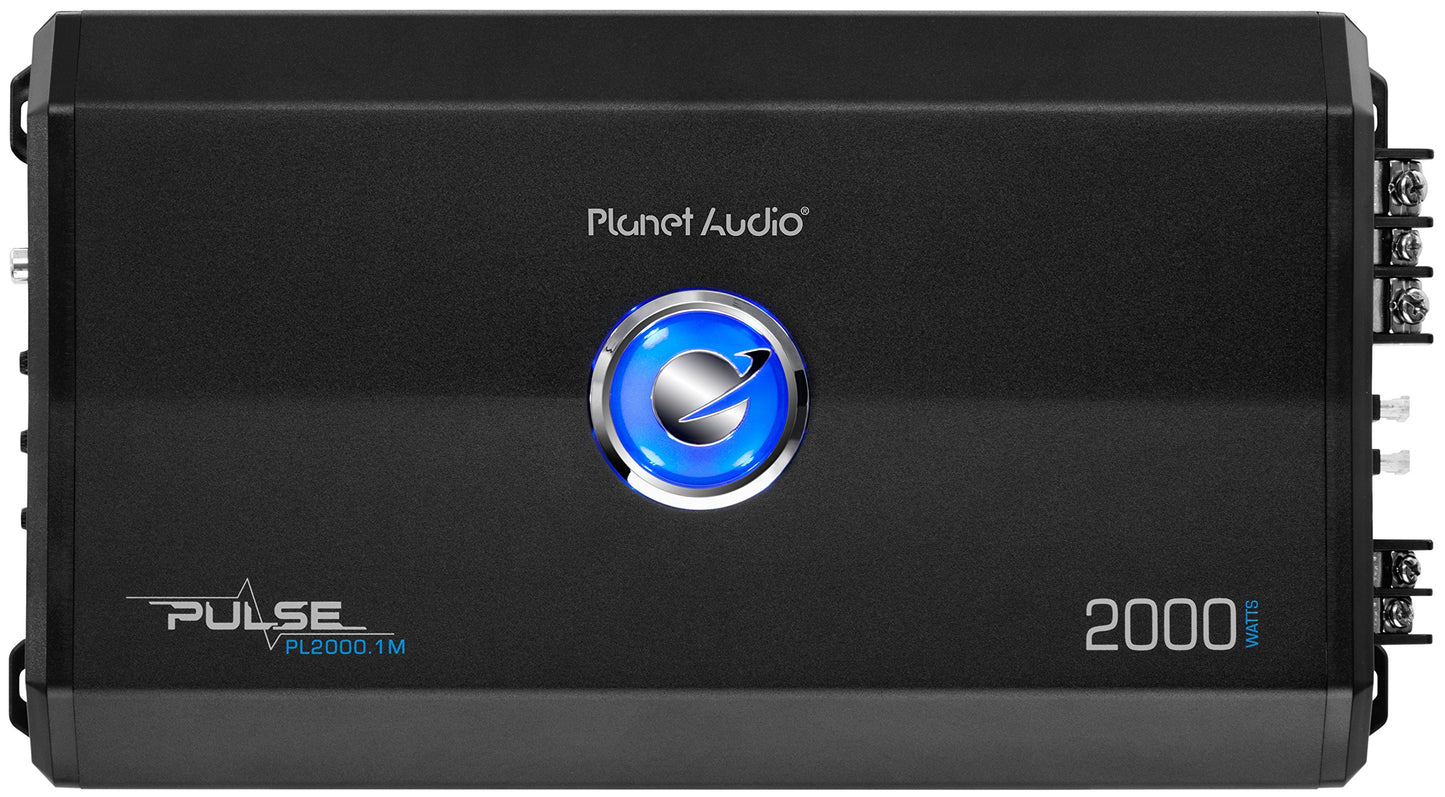 Amplificador Monoblock Planet pl2500.1 Plata Control Remoto 2500 W Clase A/B 2 Ohmios MOSFET para Subwoofer Audio 2000 Watts