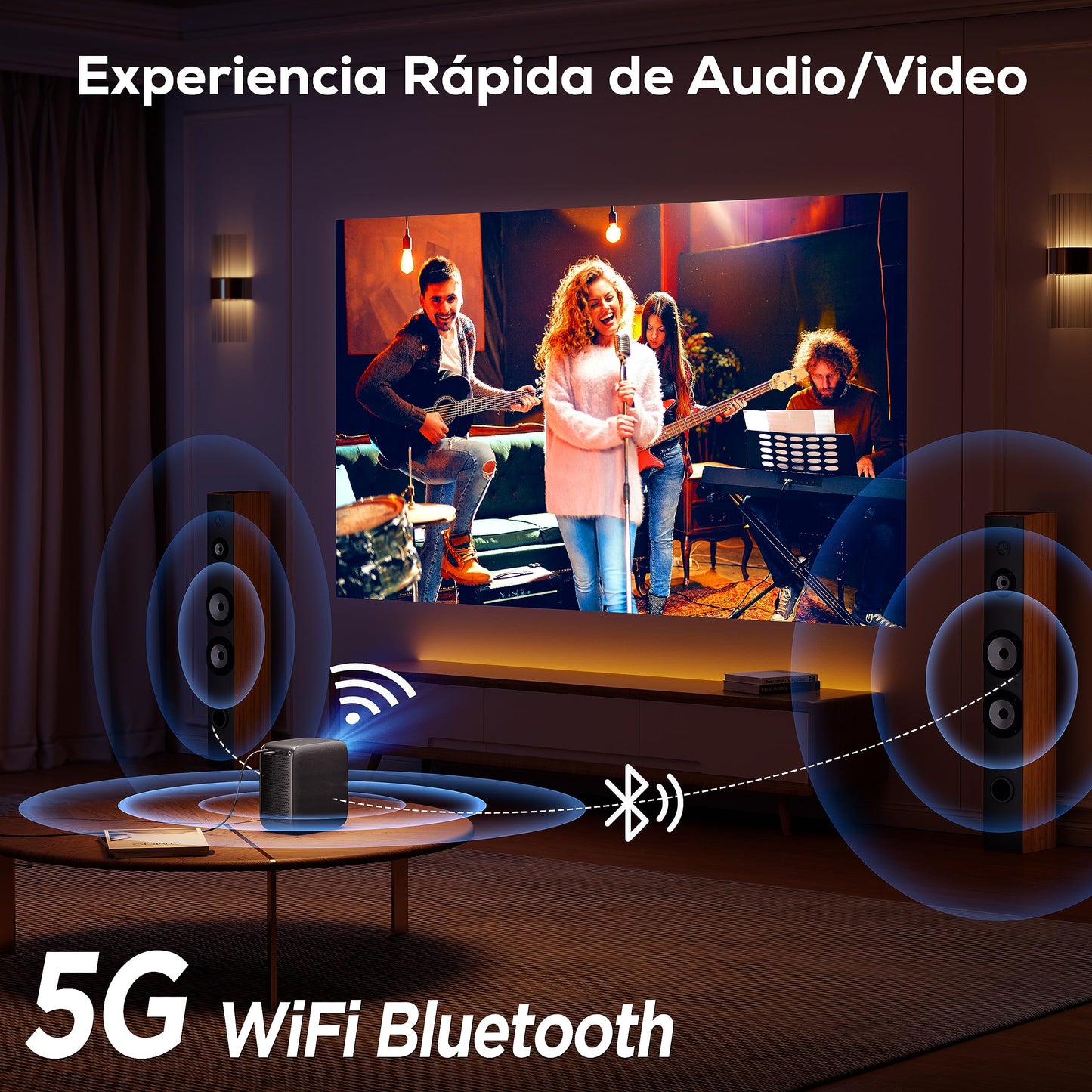 Proyector Portátil iZEEKER Blanco Nativo 1080P 18000 Lúmenes 4K con WiFi Bluetooth y Dolby Audio