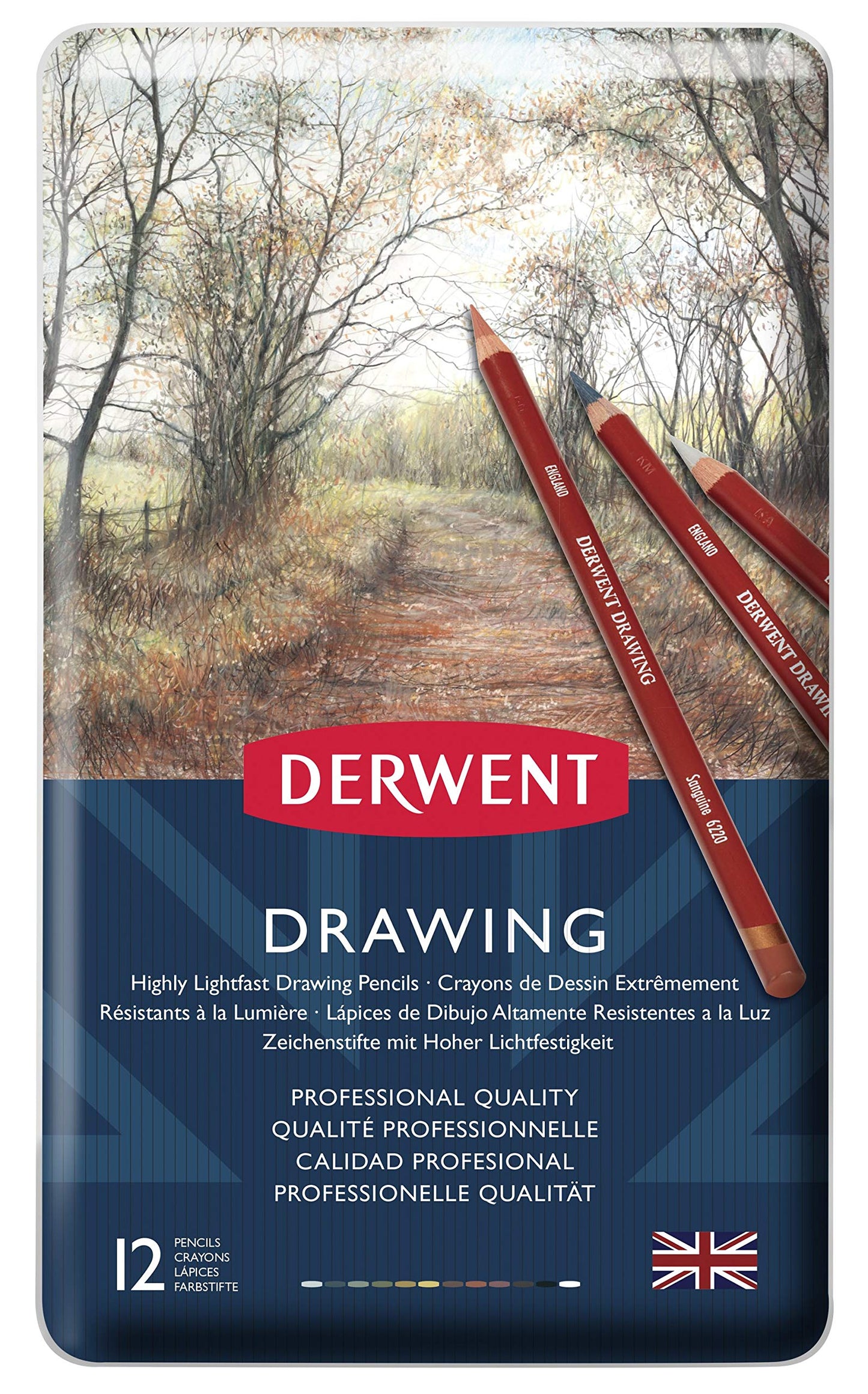 Derwent Colored Drawing Pencils, 5mm Core, Metal Tin, 12 Count (0700671)