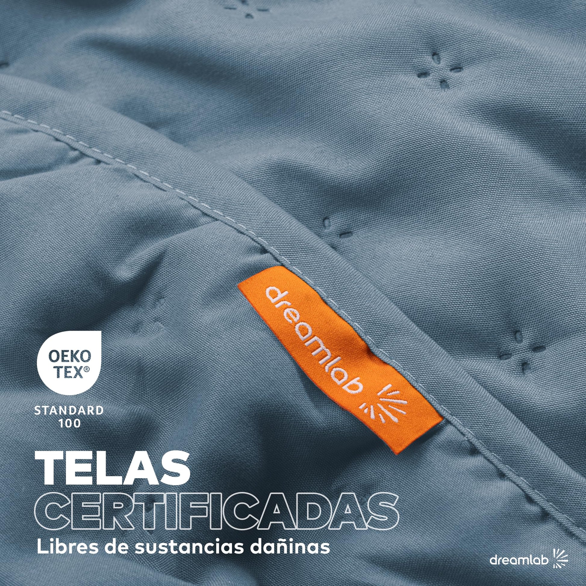 Colcha Dreamlab Azul Mezclilla Capitonado para Todas las Estaciones (Matrimonial)