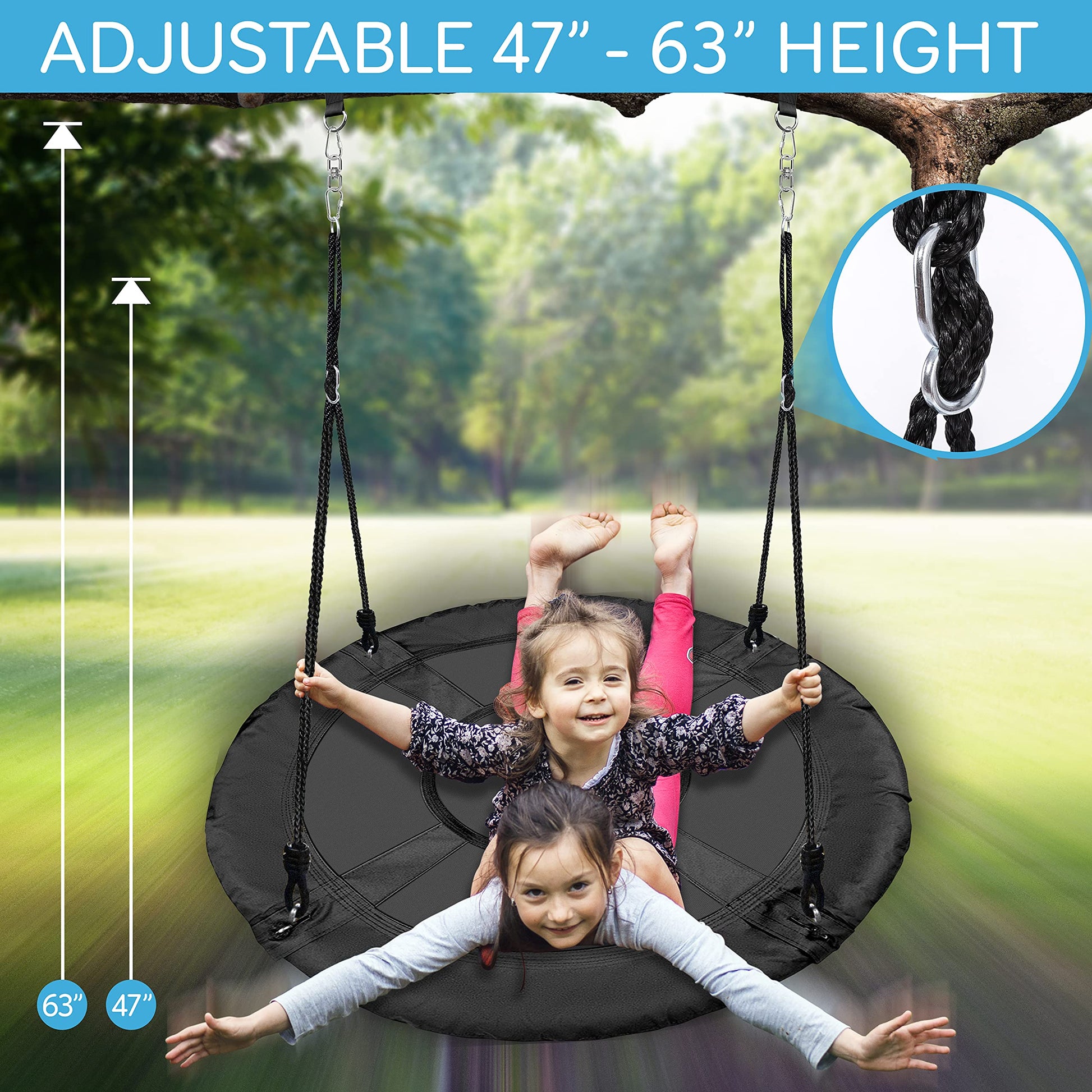 Columpio de Platillo SereneLife Negro con Kit Giratorio para niños