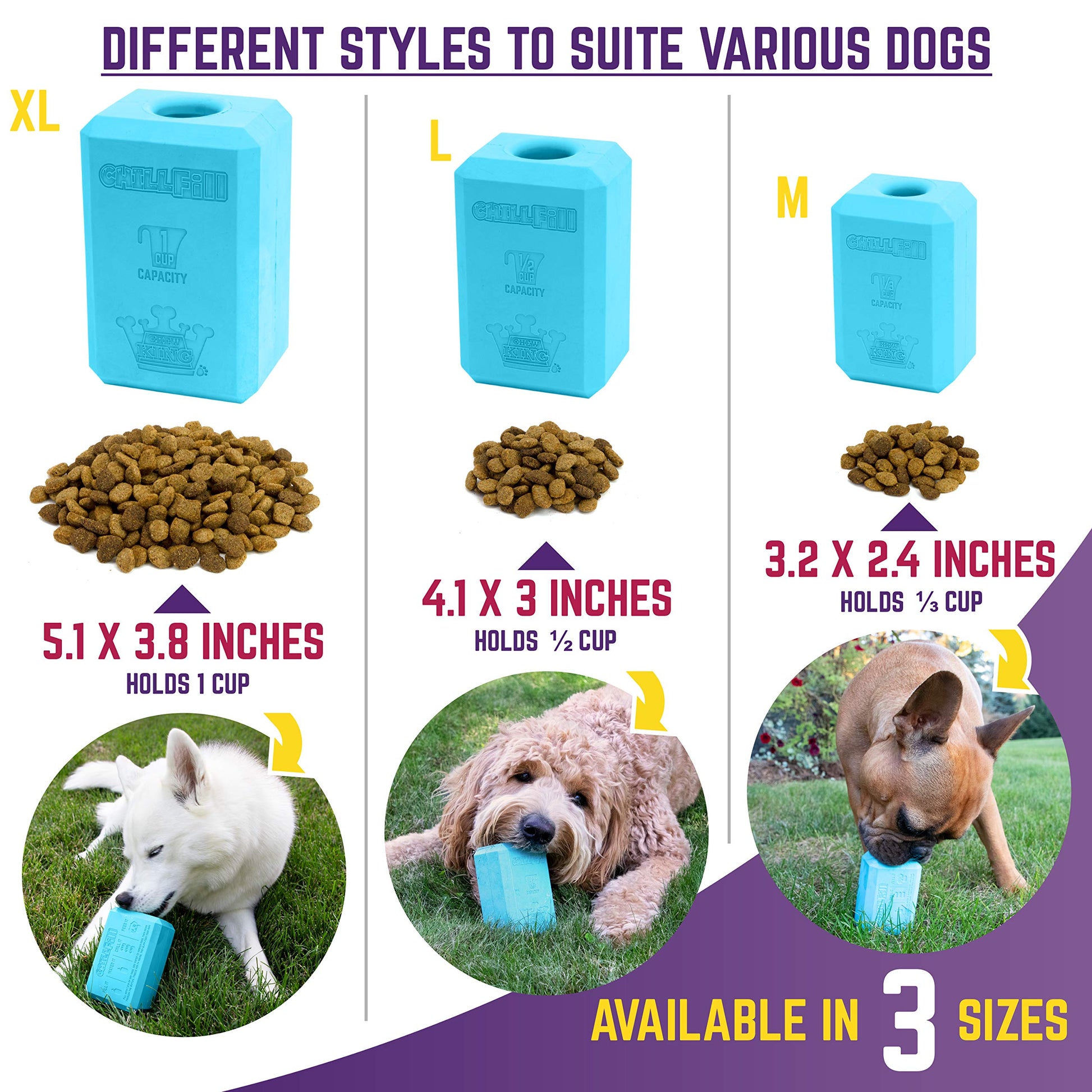 Chew King Premium Treat Dog Toy, Large,Extremely Durable Natural Rubber Fillable Toy Collection, “Frozen Feeding”