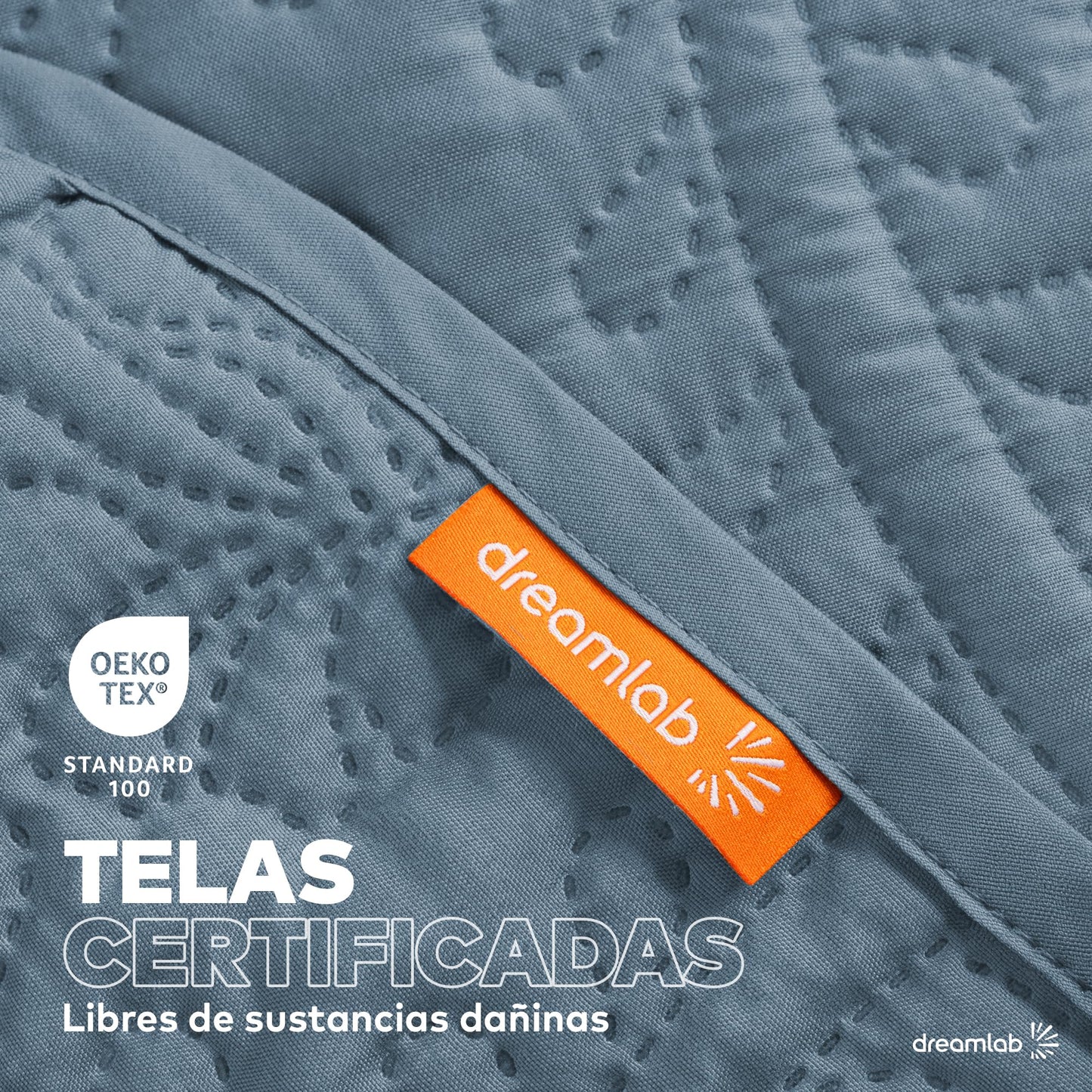 Dreamlab Colcha Ligera con 2 Fundas de Almohada, Capitonado, Ultra Suave.Hipoalergénico.Edrecolcha para Cama.Edredón para Verano y Todas las Estaciones.(Matrimonial 210x240 cm, Moneda, Azul Mezclilla)