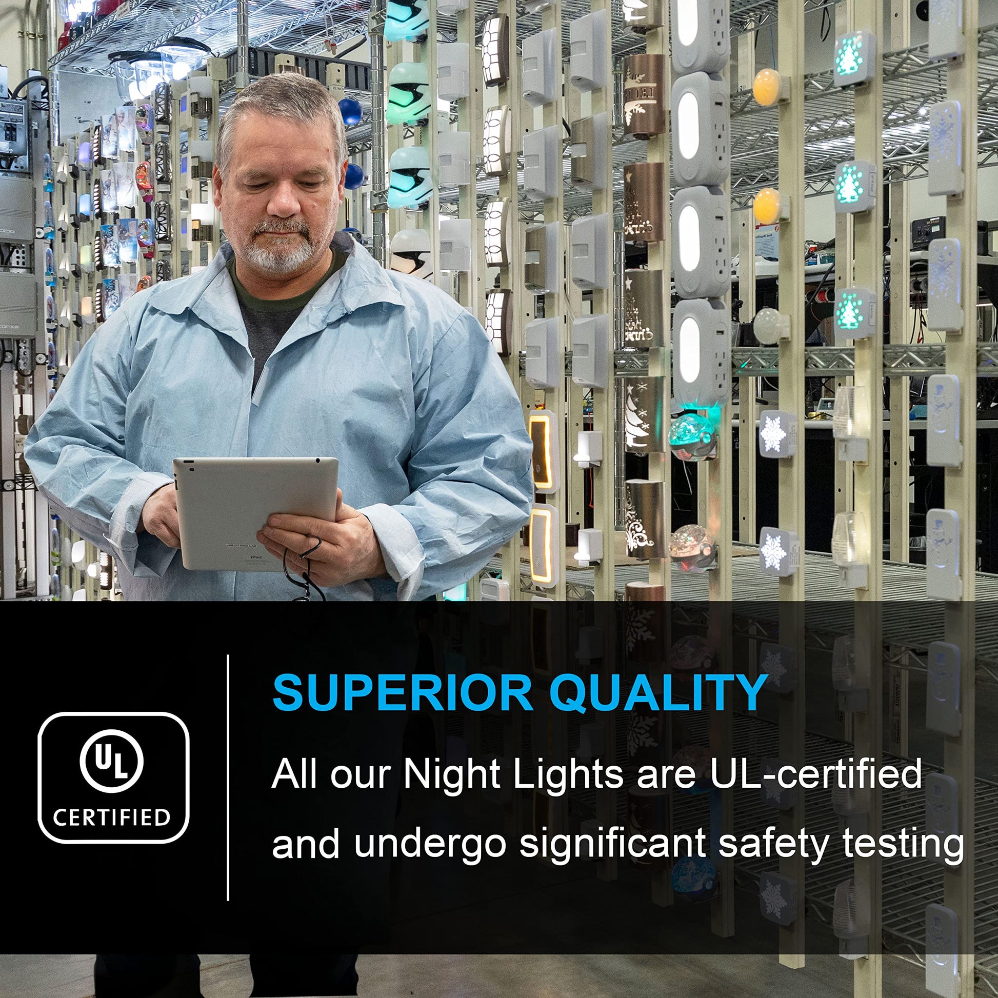 GE Luz De Noche Led Enchufable Sensor De Luz Blanco Frío Certificacion UL De Bajo Consumo Paquete De 2 Ideal Para Dormitorio Baño Guardería Pasillo Cocina Escaleras 55991