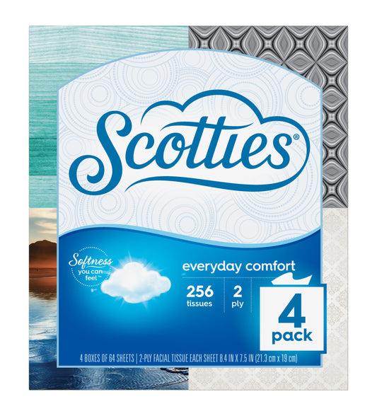 Pañuelos Faciales Scotties Everyday Comfort 64 por Caja Pack de 4