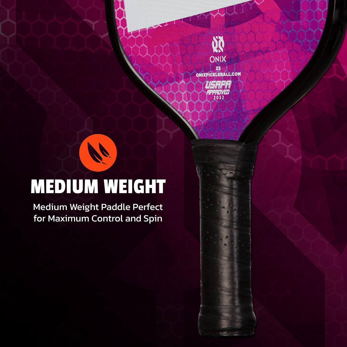 Pala de Pickleball ONIX Graphite Mod Z5 Grafito Fibra de Carbono con Agarre Cómodo