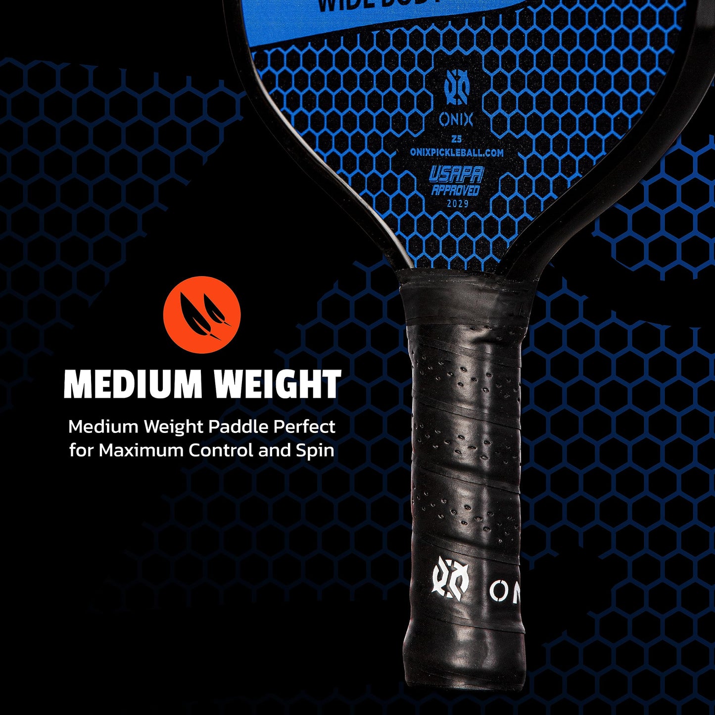 Paleta de Pickleball Onix Graphite Z5 Azul con Cara de Fibra de Carbono y Agarre Cómodo