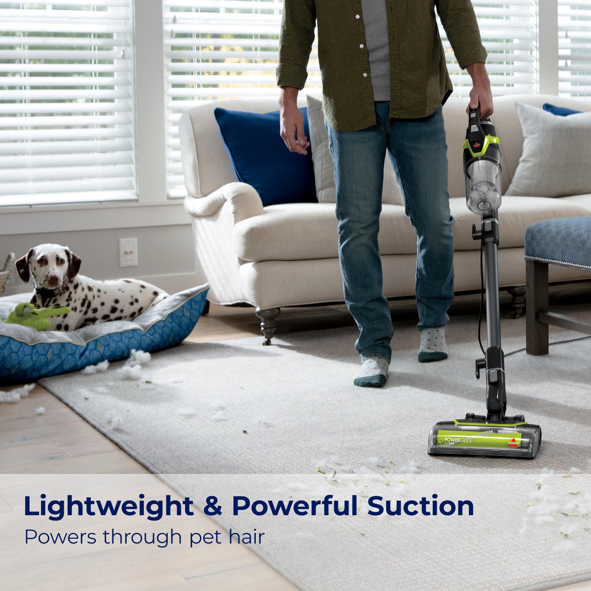 BISSELL PowerGlide Aspiradora Delgada con Cable, Potente Recogida de Pelo para Mascotas en alfombras y Suelos Duros, dirección giratoria Ligera, capacidades 3 en 1 con Herramienta para Polvo y
