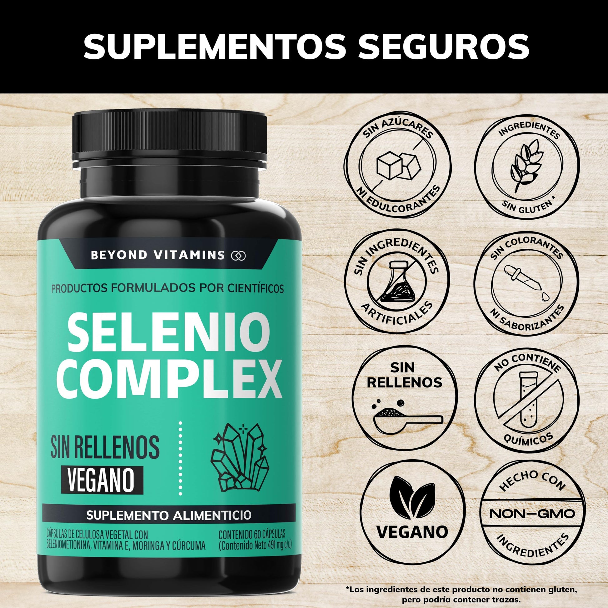 Cápsulas Seleniometionina Veganas con Vitamina E, Moringa y Raíz de Cúrcuma