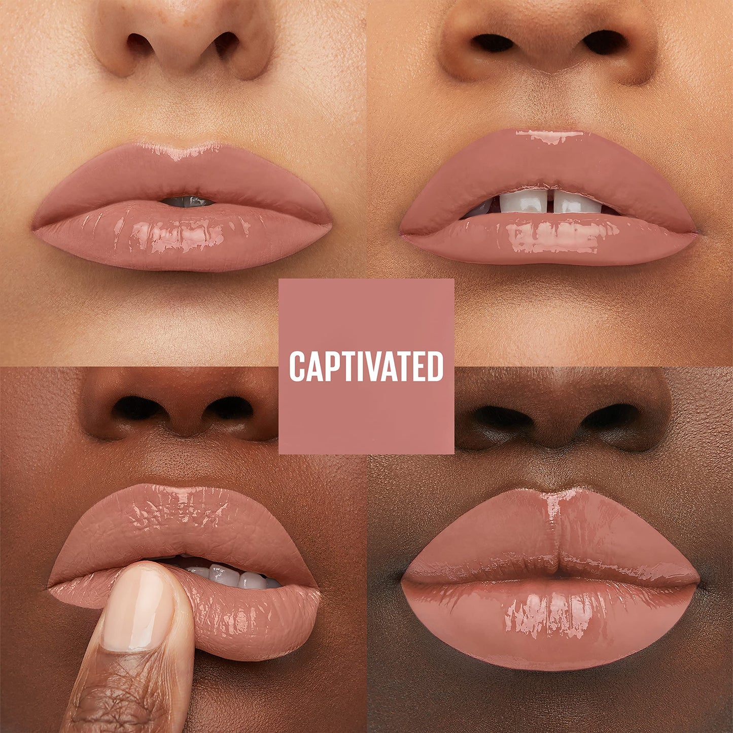 Labial Líquido Brillante, Maybelline Superstay Vinyl Ink Nudes tono Captivated, 4.2ml + Labial líquido brillante Super Stay Vinyl Ink Peachy