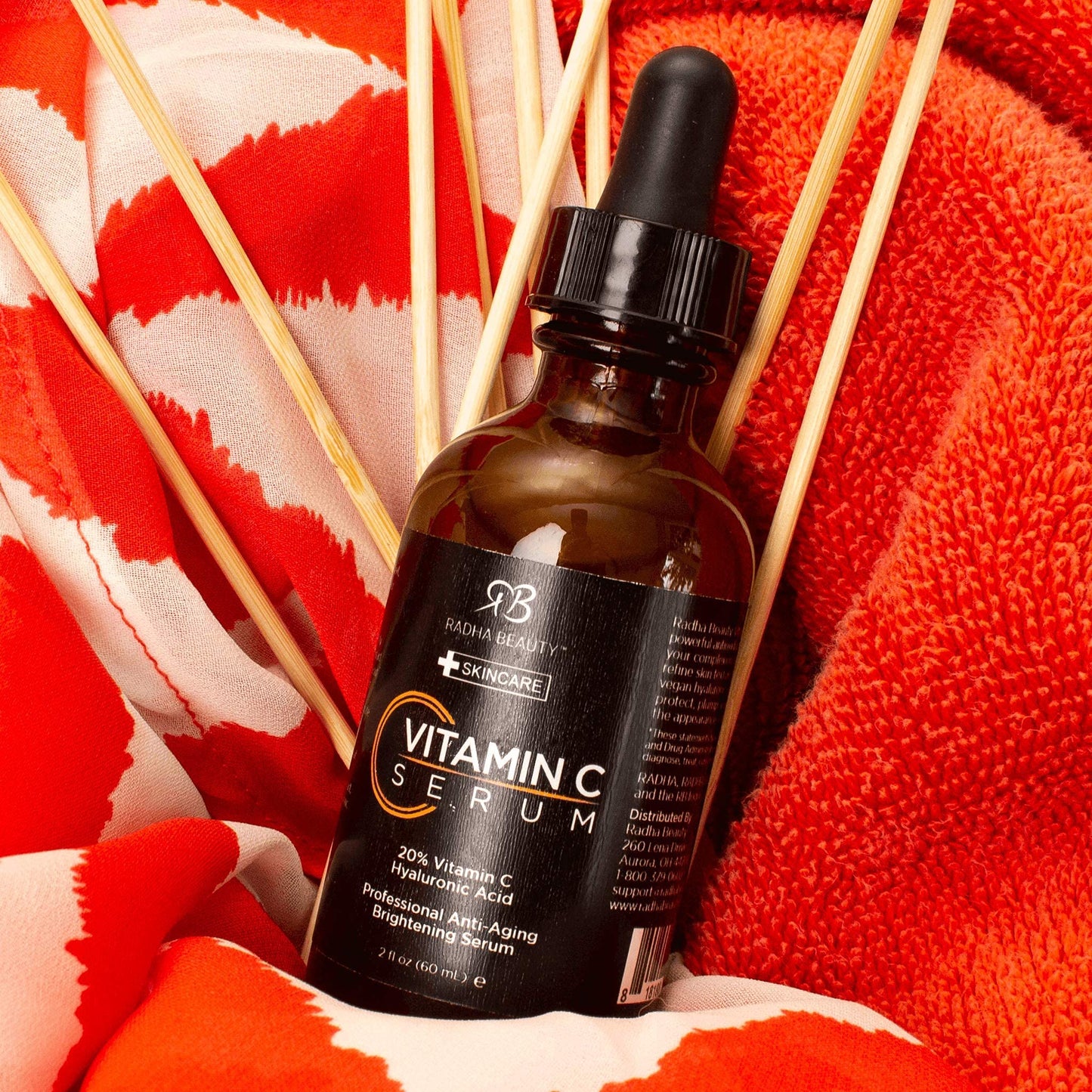 Radha Beauty Vitamin C Serum for Face, 2 fl. oz - 20% organic Vit C + E + Hyaluronic Acid - can also be used on the eye area