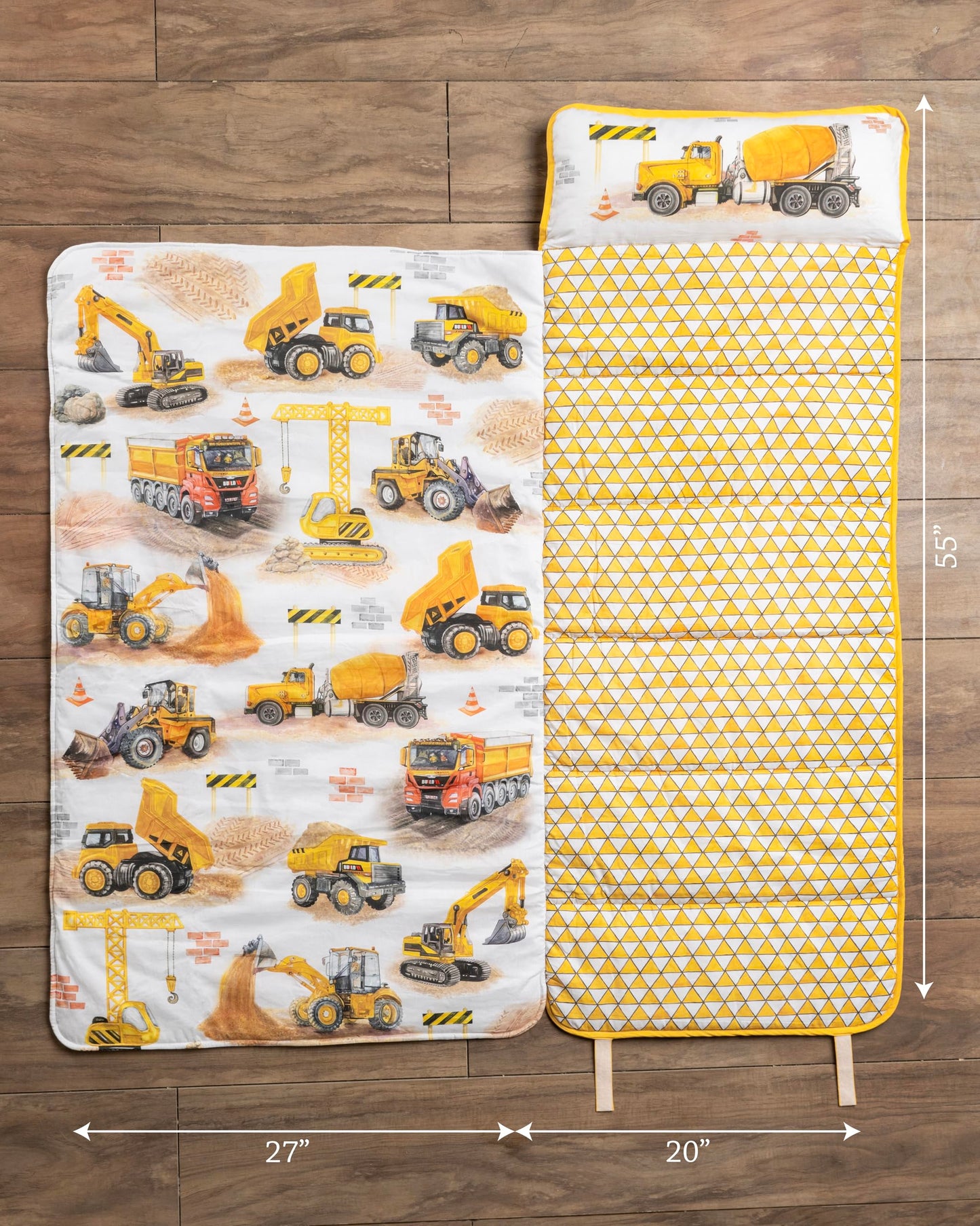 Maison d' Hermine - Tapete de siesta con almohada y manta reutilizables de 55 x 27 x 1.5 pulgadas, para niños y niñas, tapete de dormir con correas de transporte, tela de algodón y relleno de