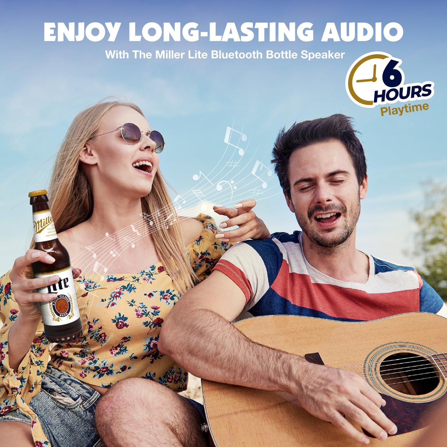 Miller Lite - Altavoz Bluetooth en forma de botella con estéreo de alta fidelidad, a prueba de salpicaduras, tiempo de reproducción 6H y puerto AUX, ideal para exteriores, fiestas en interiores,