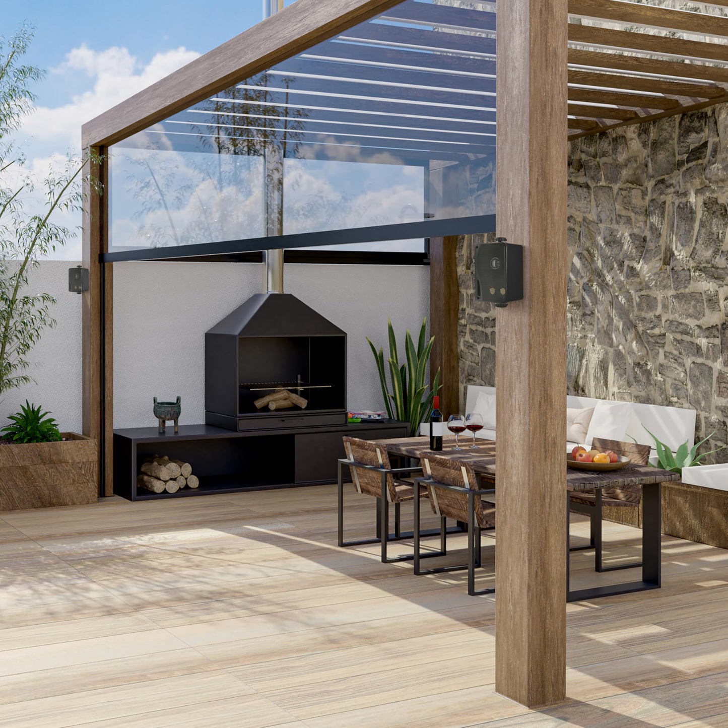 Pyle bocinas para exteriores e interiores 3 vías - 3.5” 200W impermeables grado marino, carcasa ABS resistente, uso en casa, bote, alberca, jardín