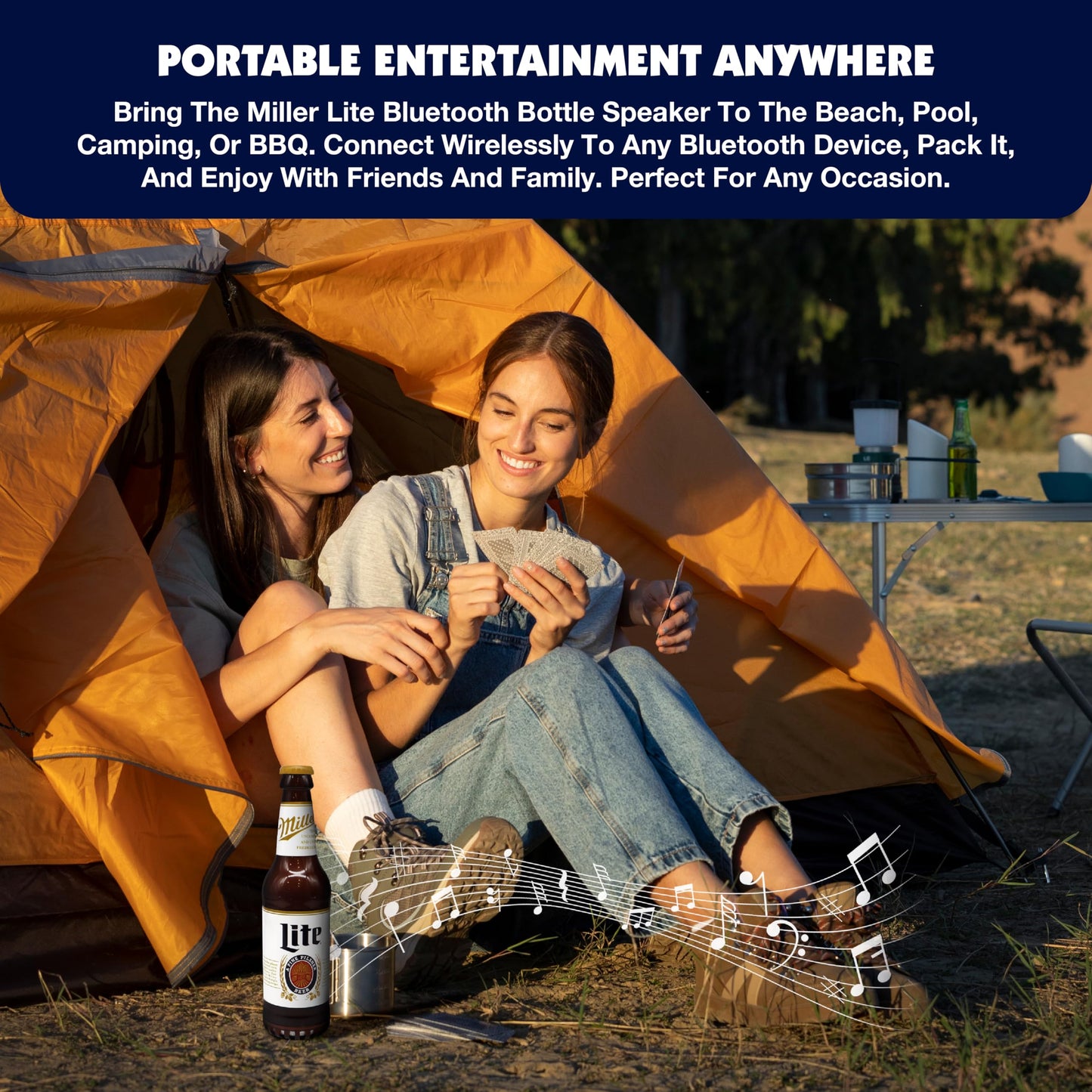 Miller Lite - Altavoz Bluetooth en forma de botella con estéreo de alta fidelidad, a prueba de salpicaduras, tiempo de reproducción 6H y puerto AUX, ideal para exteriores, fiestas en interiores,