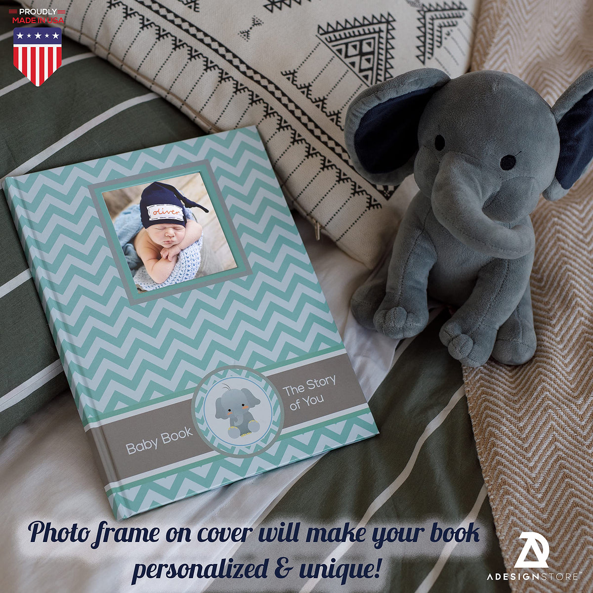 Libro de Memorias de Bebé Newborn en Azul Teal para Primer Año y Regalos