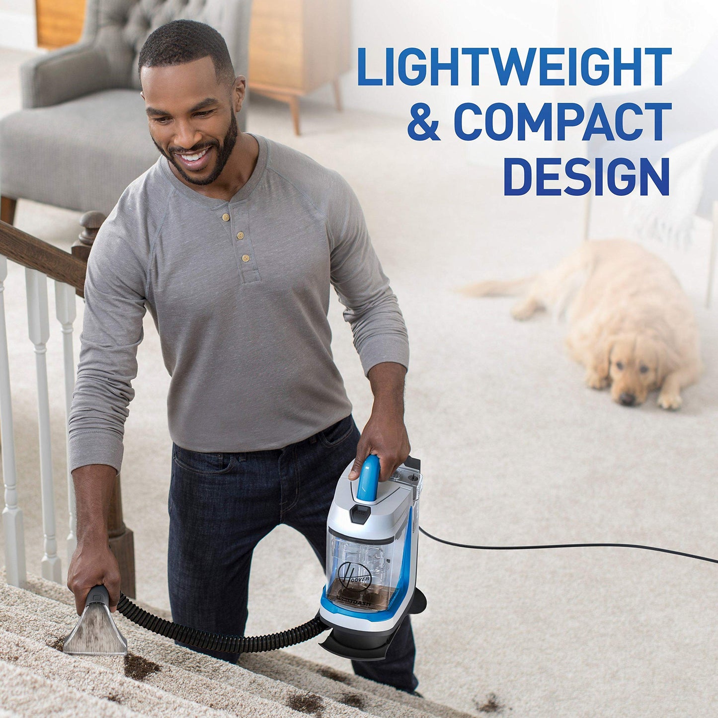 Limpiador de Manchas Hoover PowerDash Go Azul portátil para Mascotas y hogar