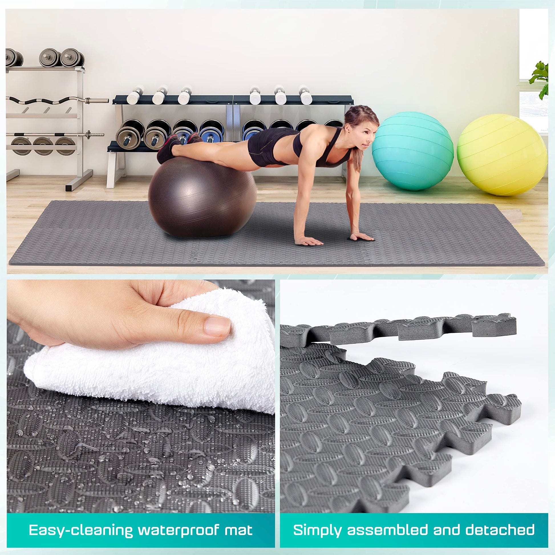 Tapete Entrelazable Yes4All Negro Grosor Grueso de Fomi para Gym en Casa
