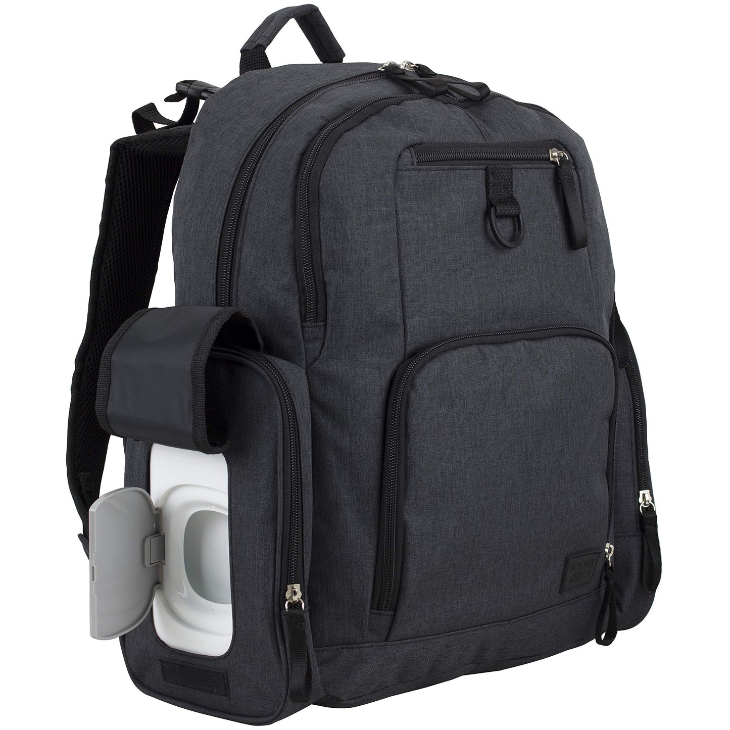 BODHI Baby mochila multifuncional para pañales con cambiador extraíble, unisex, para mamás y papás, Negro (Black Chambray)