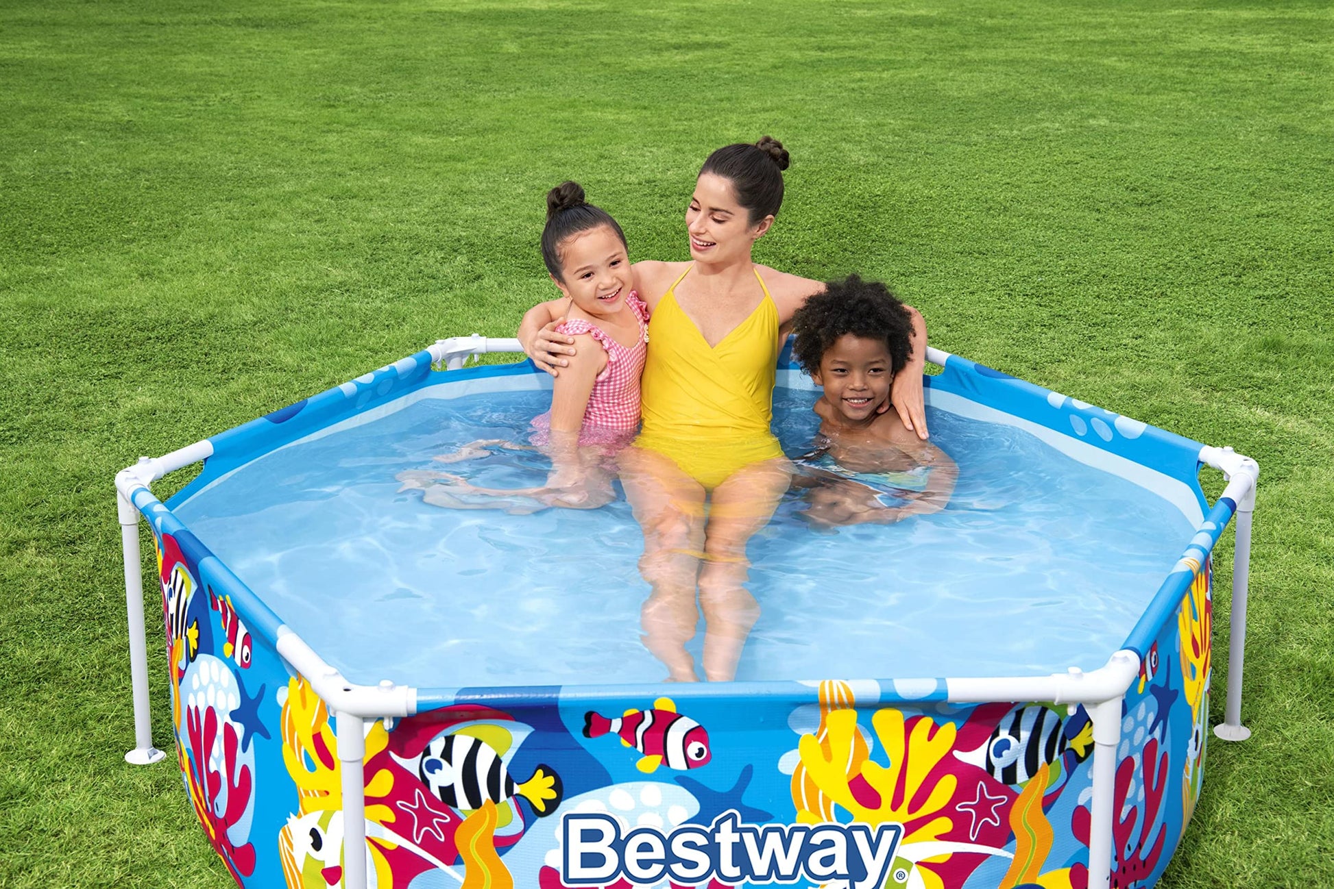 Bestway - Piscina con Marco Profesional de Acero con protección Solar en el Techo, sin Bomba de diámetro, 183 x 51 cm, diseño subacuático Redondo