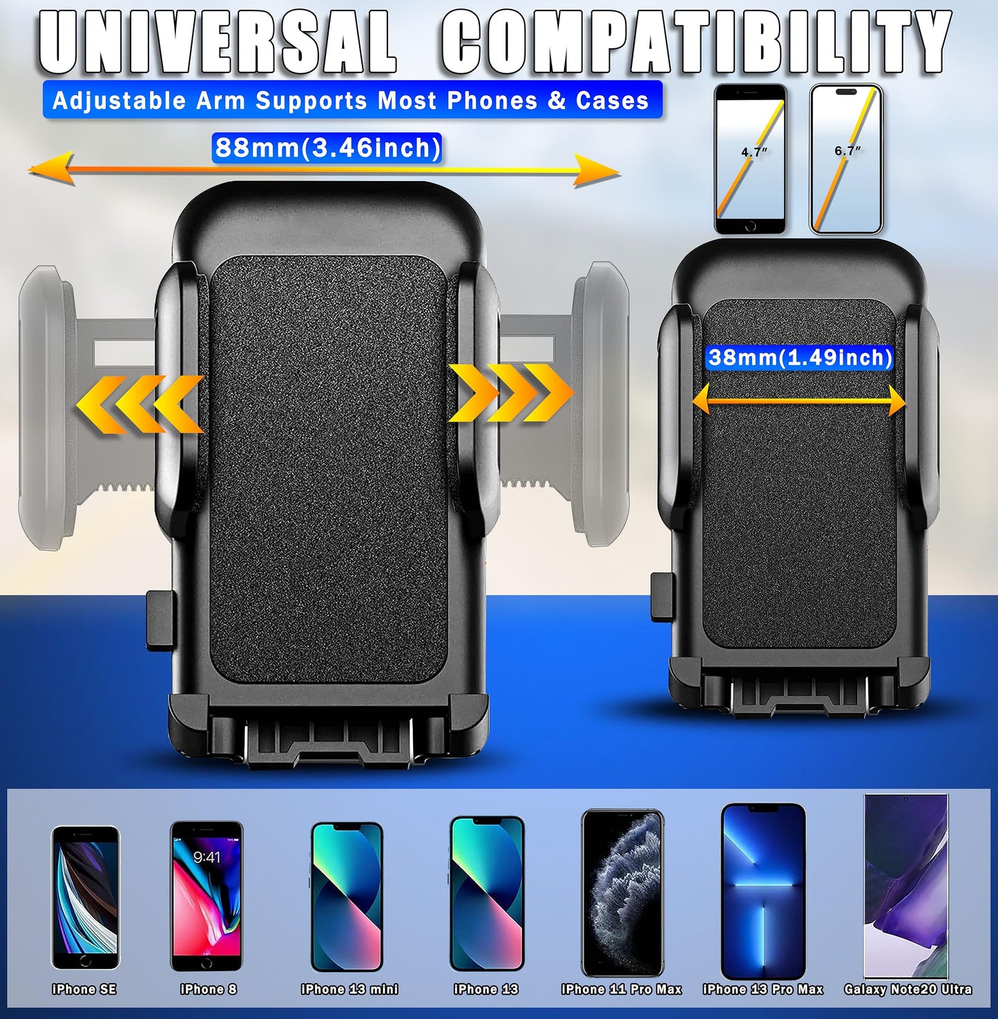 Soporte Celular Automóvil, Base de Ventosa para Parabrisas y Salpicadero, Compatible con iPhone, Motorola, Xiaomi, Huawei