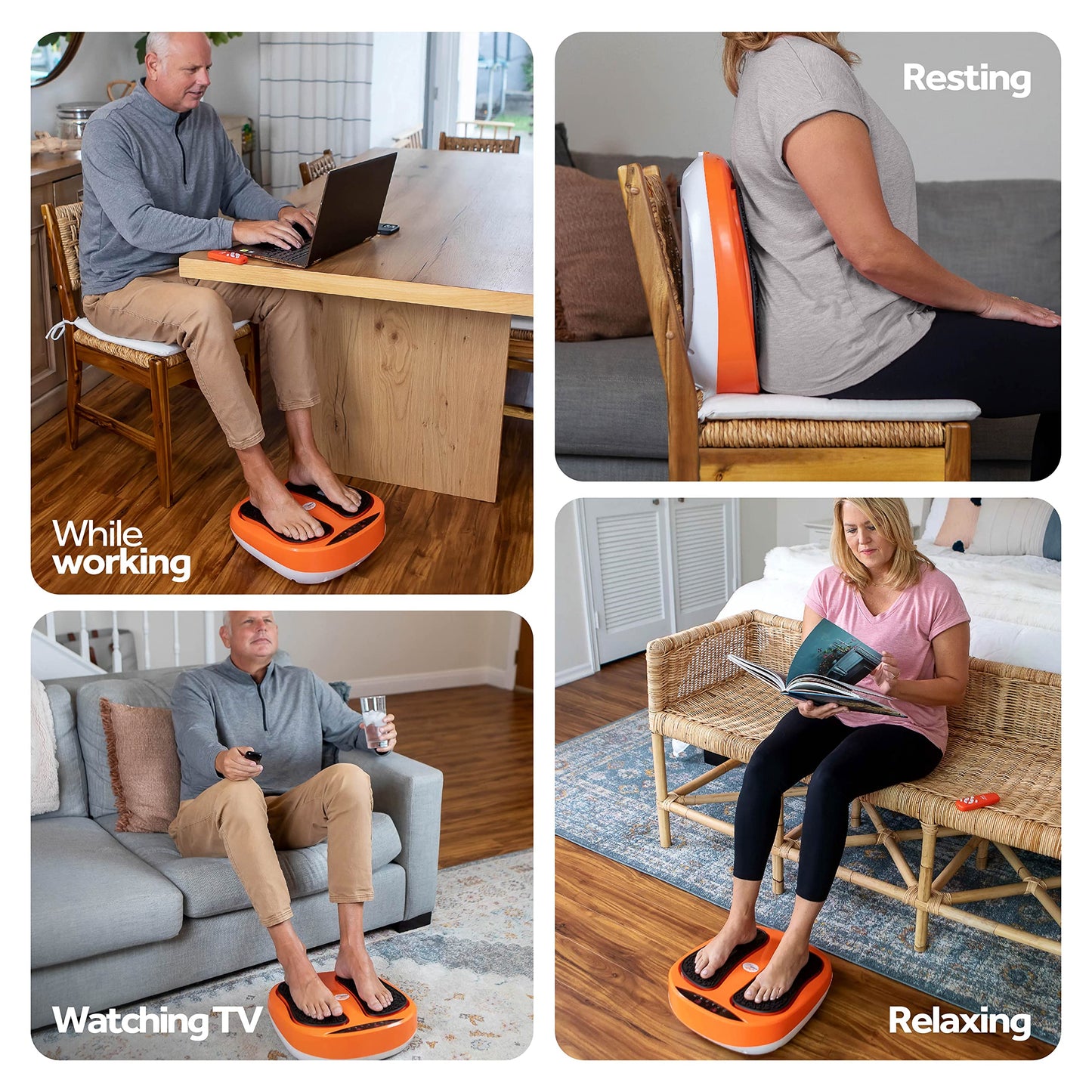 Masajeador Eléctrico de Pies Powerfit Power Legs con Control Remoto y Velocidad Ajustable para Aliviar Neuropatía y Fascitis Plantar