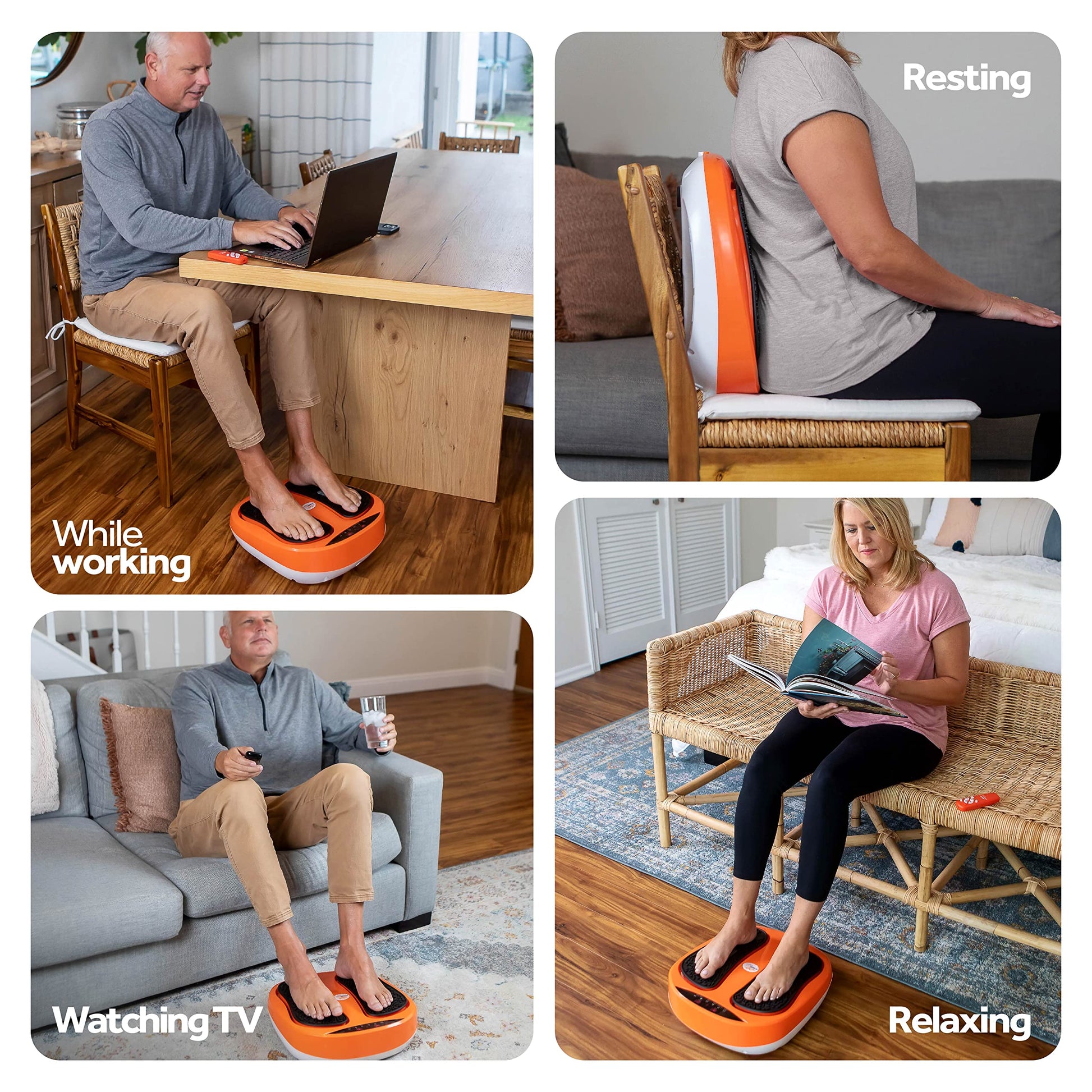 Masajeador Eléctrico de Pies Powerfit Power Legs con Control Remoto y Velocidad Ajustable para Aliviar Neuropatía y Fascitis Plantar