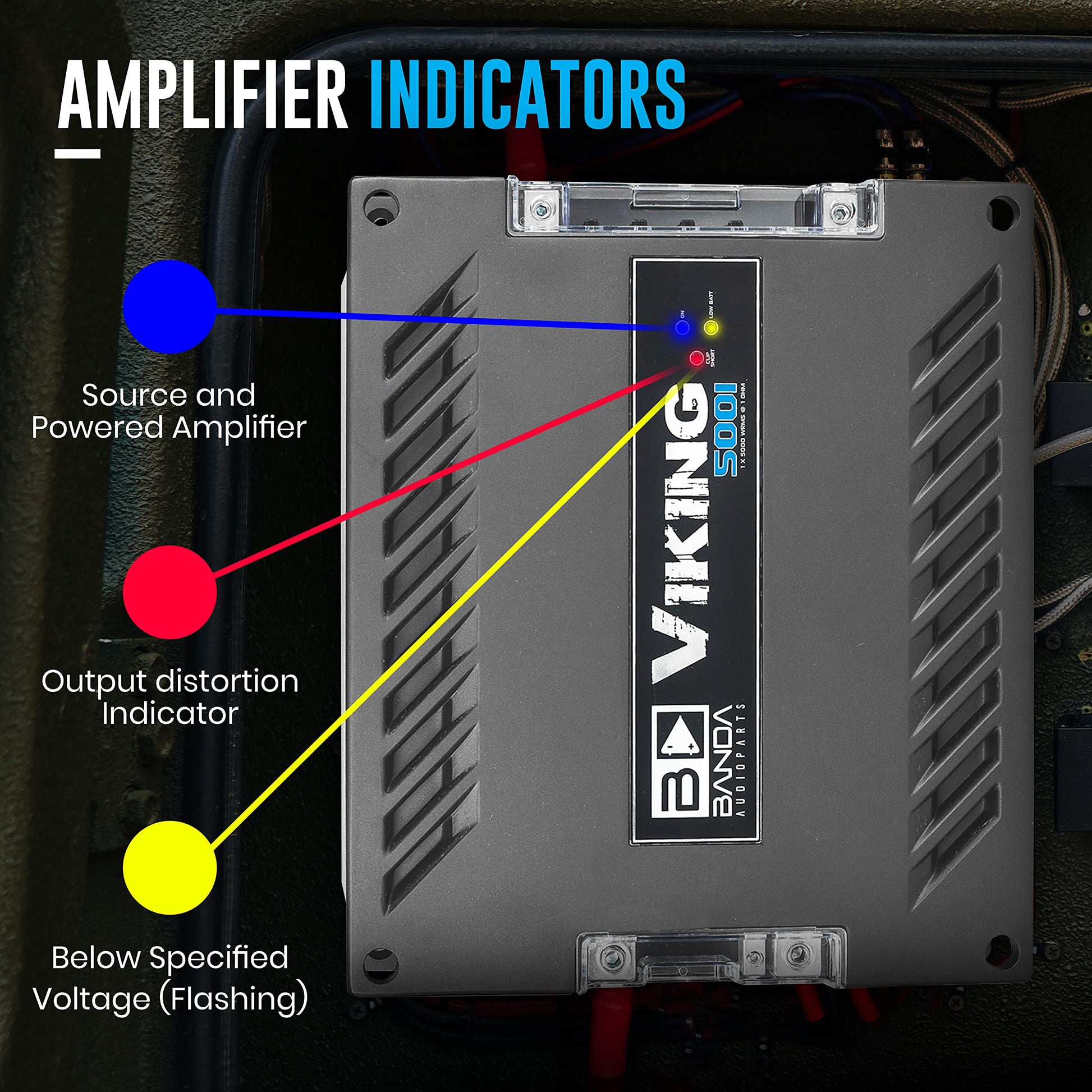 Amplificador de Graves Banda Viking5001 Negro Alta Potencia para Vehículo
