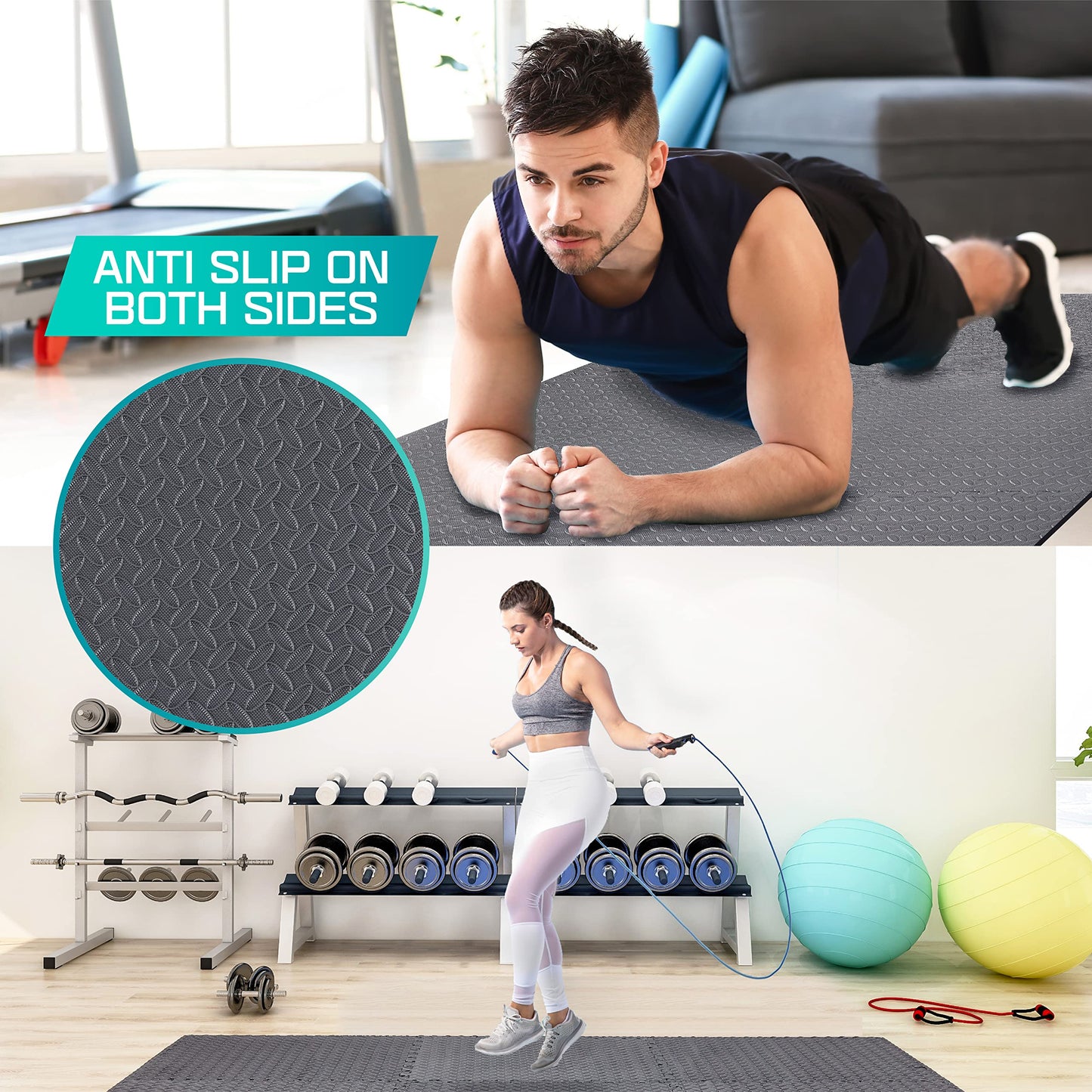 Tapete Entrelazable Yes4All Negro Grosor Grueso de Fomi para Gym en Casa