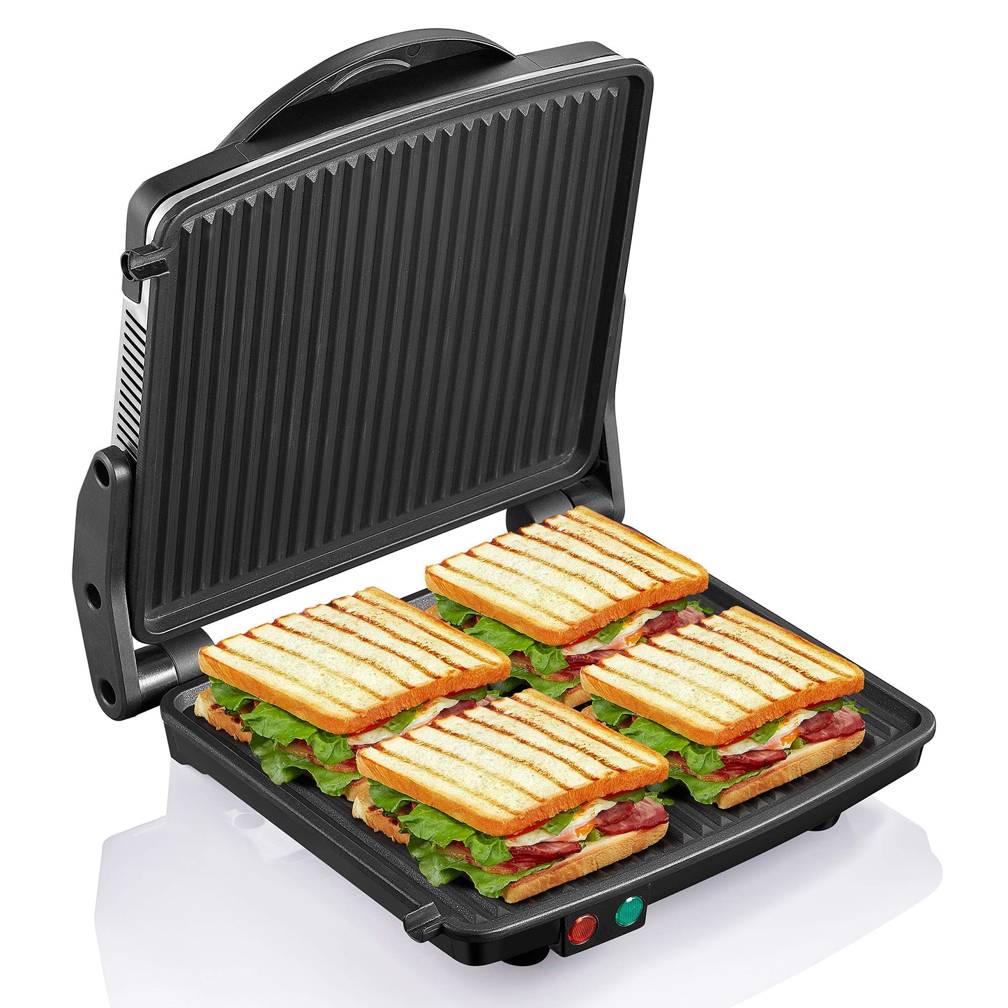 Sandwichera Eléctrica Yabano Negro Acero Inoxidable Placas Antiadherentes 180 Grados