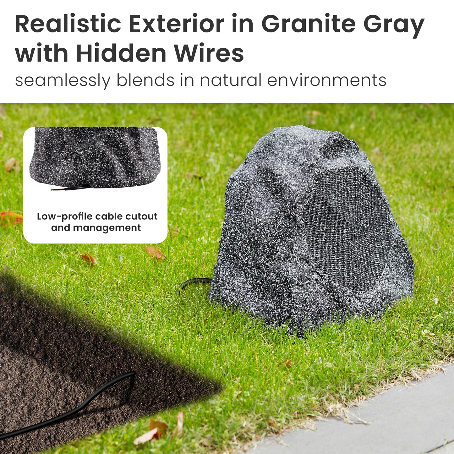 Theater Solutions 2R8G 8-Inch Woofers Outdoor Garden Waterproof Granite Rock Patio Speaker Pair (Granite Grey)