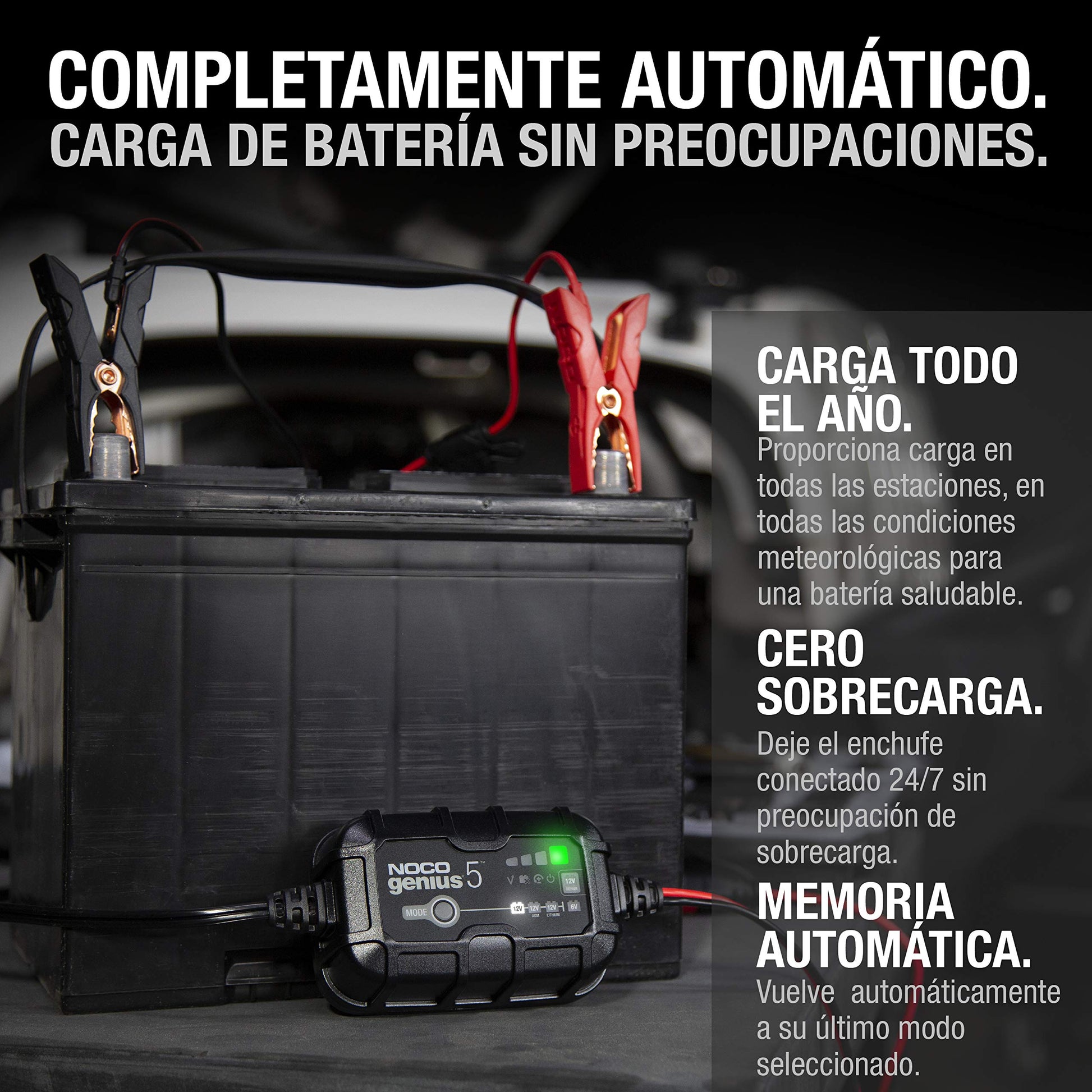 Cargador Inteligente NOCO 5A Automático Desulfatador con Compensación de Temperatura